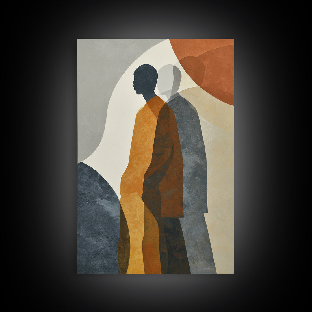 Simple Monochrome Figure Study Framed Canvas Print, Art, Framed Art, Living Room Decor, Fine Art, Neutral Decor, ART-2x3-92