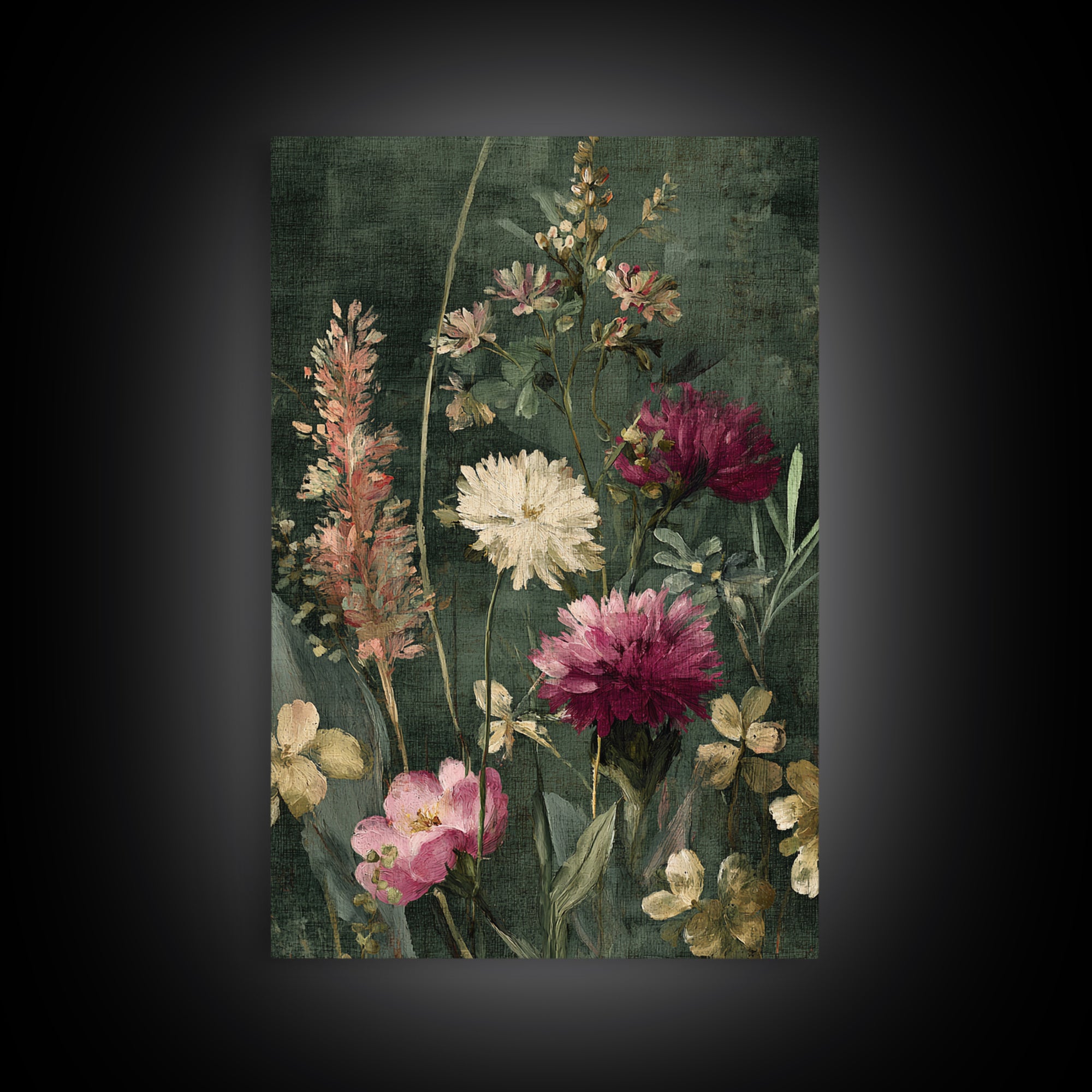 Painterly Meadow with Loose Impressionist Flowers Canvas Print, Art, Wall Art Prints, Living Room Decor, Watercolor Art, ART-2x3-95