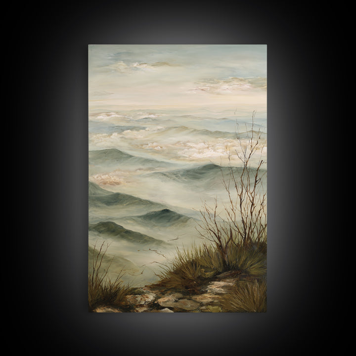 Quiet Mountain Scene Framed Canvas Print, Art, Digital Art, Living Room Decor, Fine Art, Abstract Art, Canvas Art, ART-2x3-97