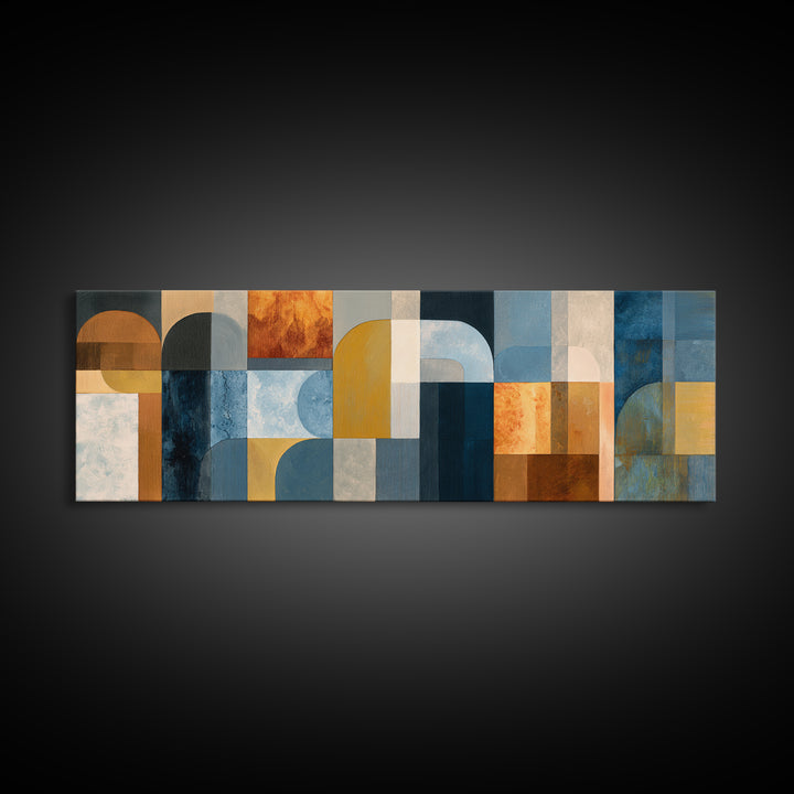 Geometric Color Study Framed Canvas Print, Art, Metal Wall Art, Living Room Decor, Abstract Art, Textured Wall Art, ART-3x1-1