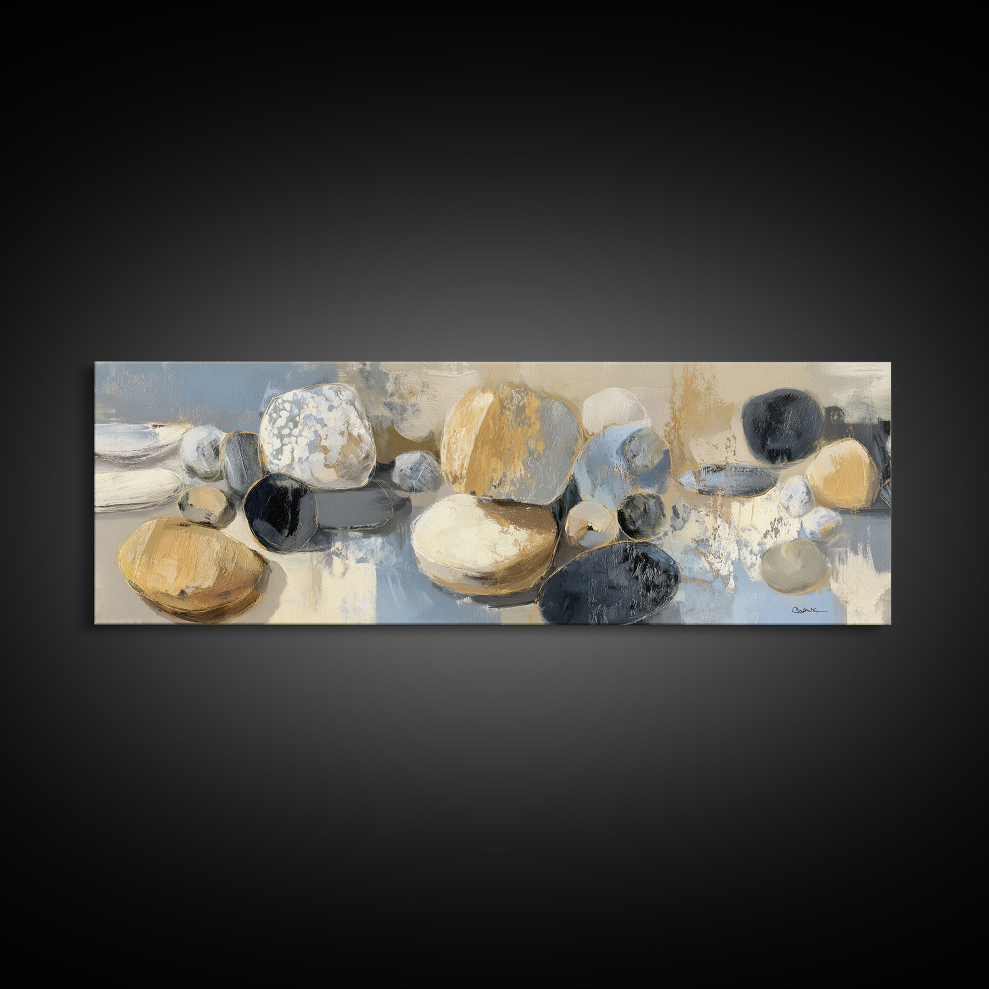 Modern Sculptural Shapes Rendered as Painted Forms Canvas Print, Art, Wall Decor, Living Room Decor, Fine Art, ART-3x1-22