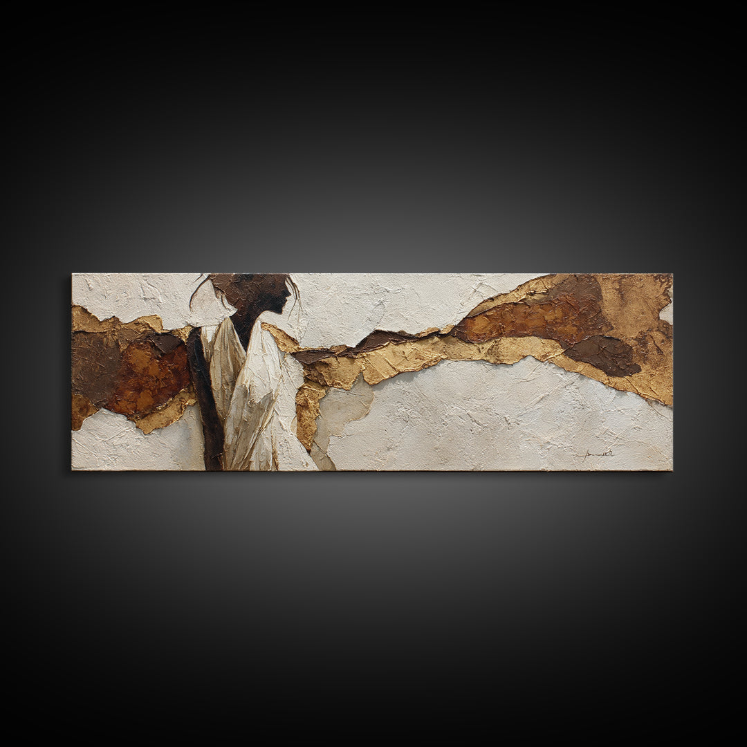 Simple Monochrome Figure Study Framed Canvas Print, Art, Resin Art, Living Room Decor, Oil Painting, Luxury Decor, ART-3x1-28