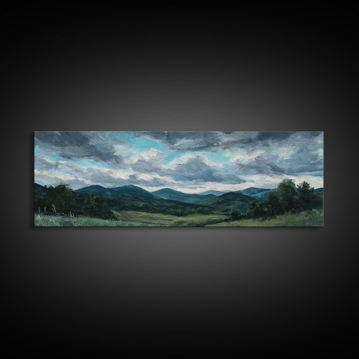 Quiet Mountain Scene Canvas Print, Art, Digital Wall Art, Living Room Decor, Oil Painting, Framed Art, Wood Wall Art, ART-3x1-33