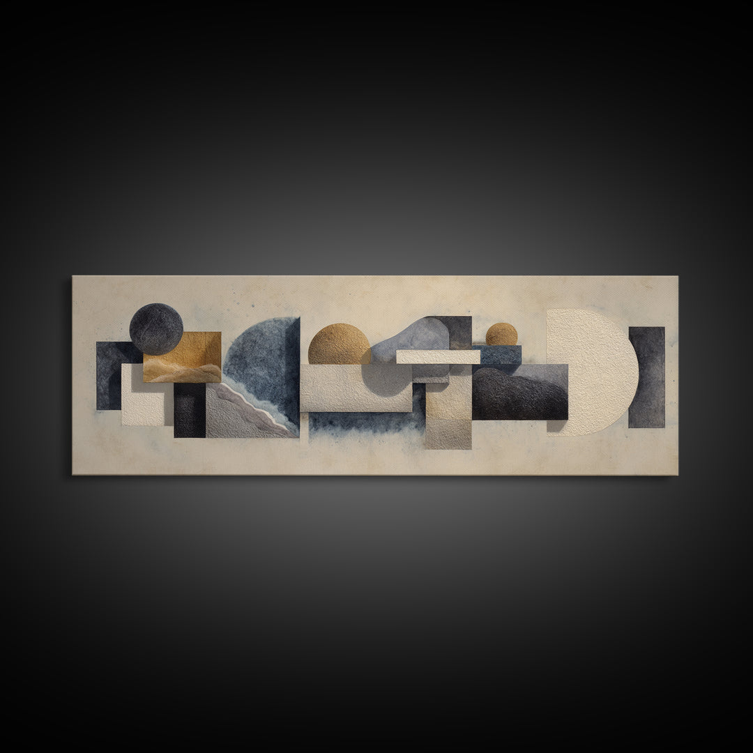 Modern Sculptural Shapes Rendered as Painted Forms Canvas Print, Art, Large Wall Art, Living Room Decor, Abstract Art, ART-3x1-46