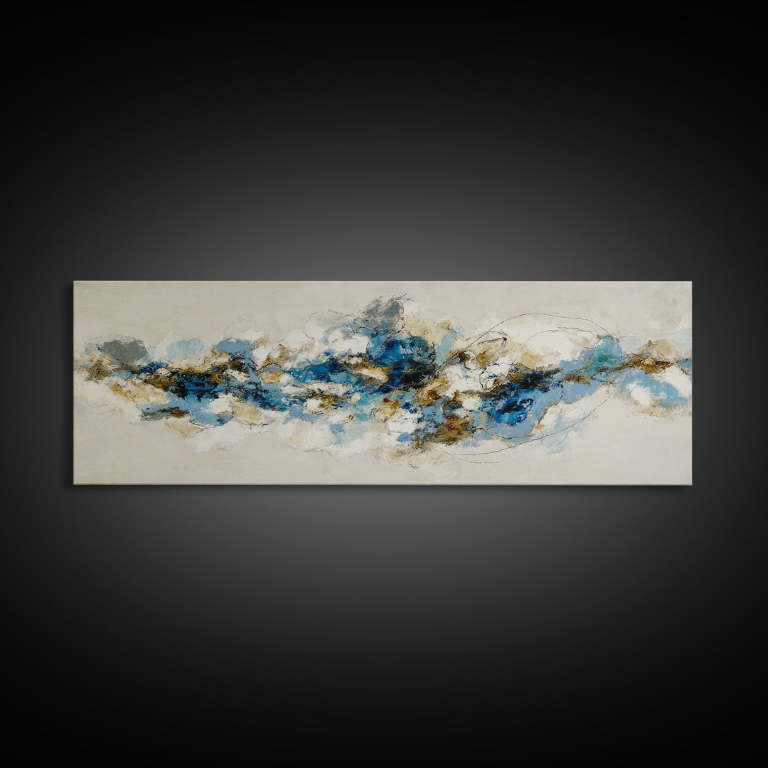 Abstract Water Forms Framed Canvas Print, Art, Textured Painting, Living Room Decor, Abstract Art, Digital Wall Art, ART-3x1-59