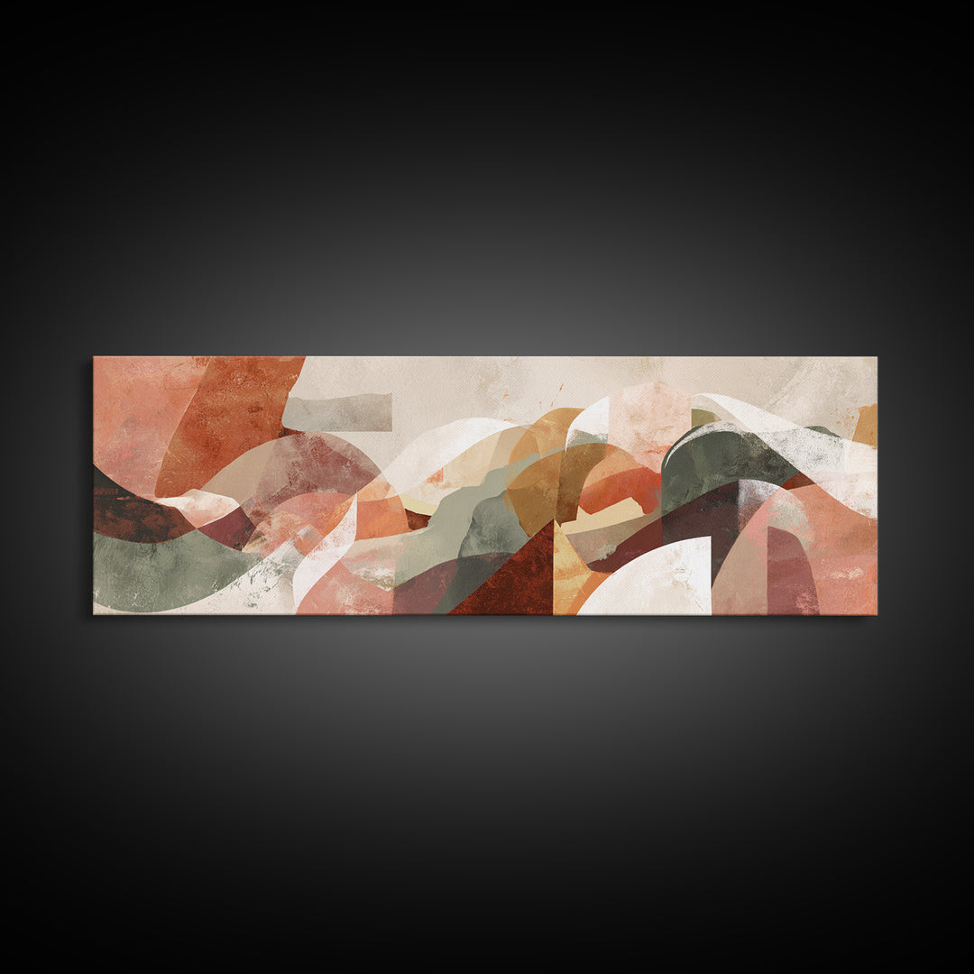 Modern Sculptural Shapes Rendered as Painted Forms Canvas Print, Art, Neutral Decor, Living Room Decor, Abstract Art, ART-3x1-70