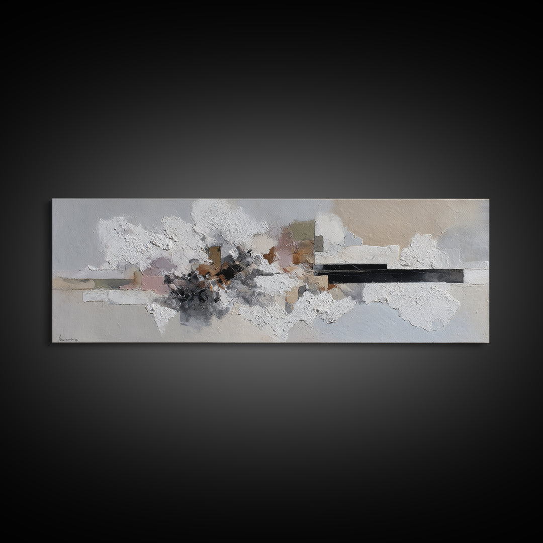 Textured Neutral Abstraction Framed Canvas Print, Art, Art Nouveau, Living Room Decor, Fine Art, Abstract Wall Art, ART-3x1-77