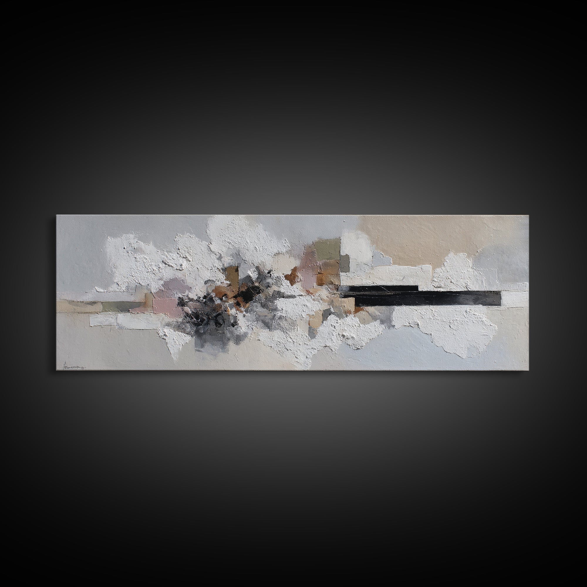 Textured Neutral Abstraction Framed Canvas Print, Art, Art Nouveau, Living Room Decor, Fine Art, Abstract Wall Art, ART-3x1-77