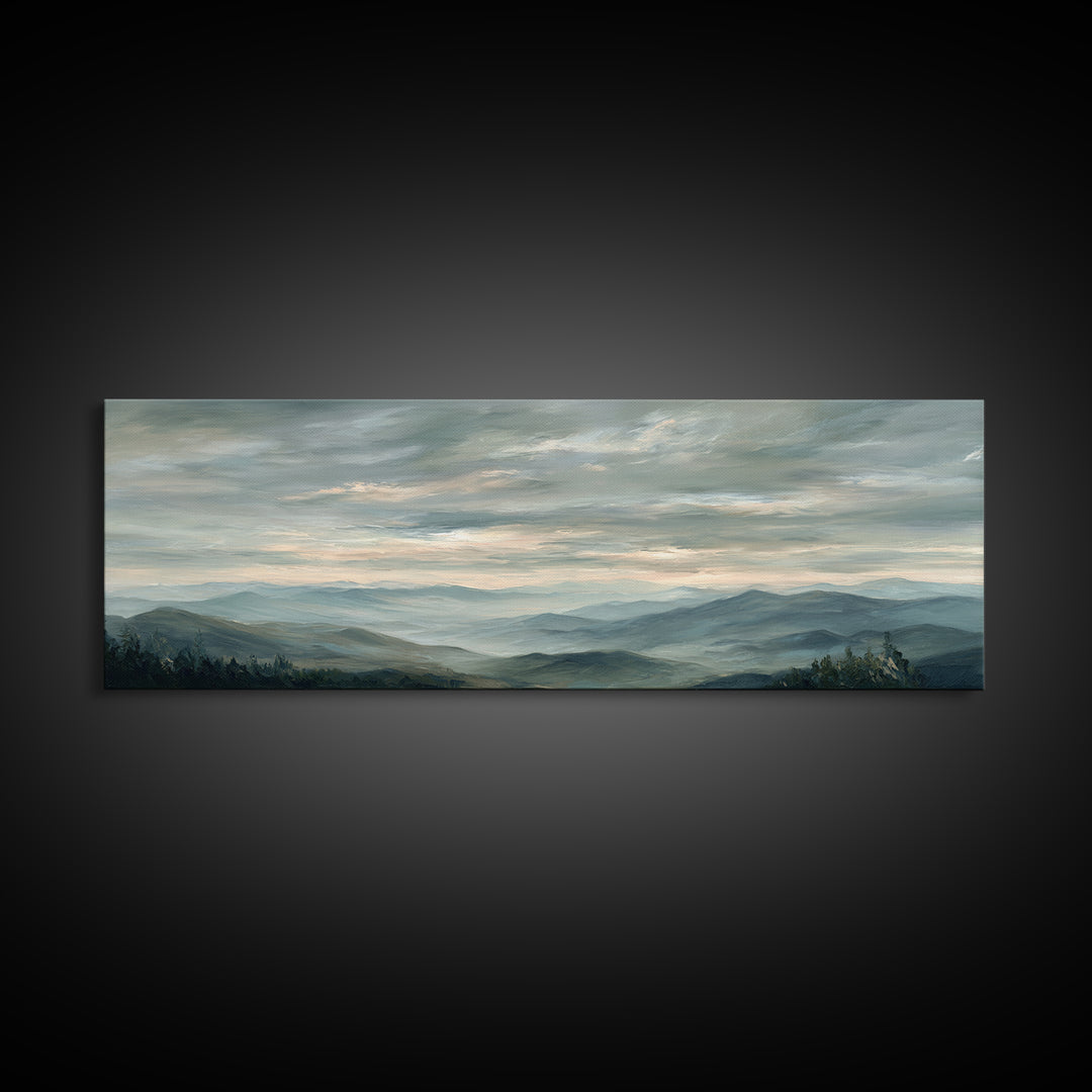 Quiet Mountain Scene Framed Canvas Print, Art, Framed Wall Art, Living Room Decor, Fine Art, Resin Art, Boho Wall Art, ART-3x1-81