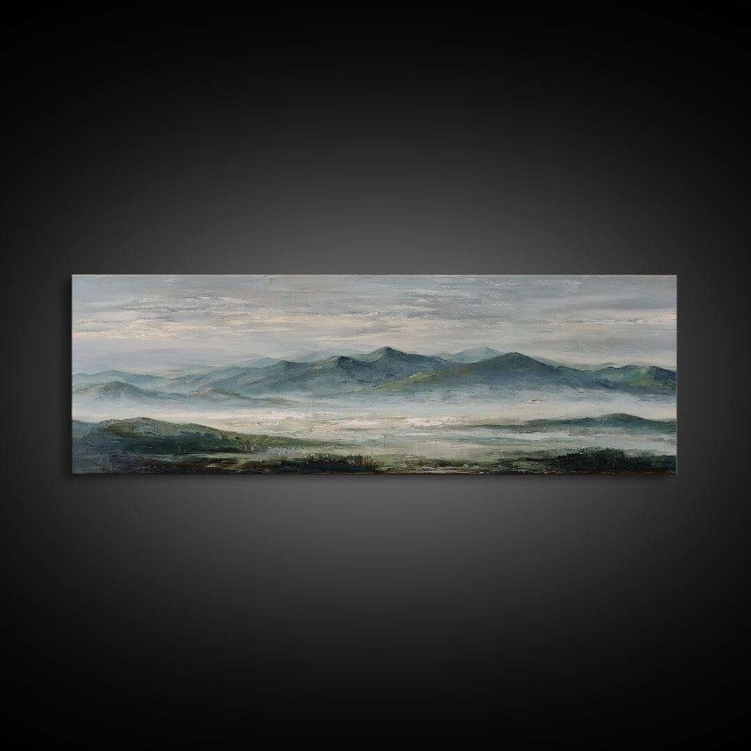 Quiet Mountain Scene Framed Canvas Print, Art, Art Print, Living Room Decor, Fine Art, Canvas Wall Art, Abstract Art, ART-3x1-9