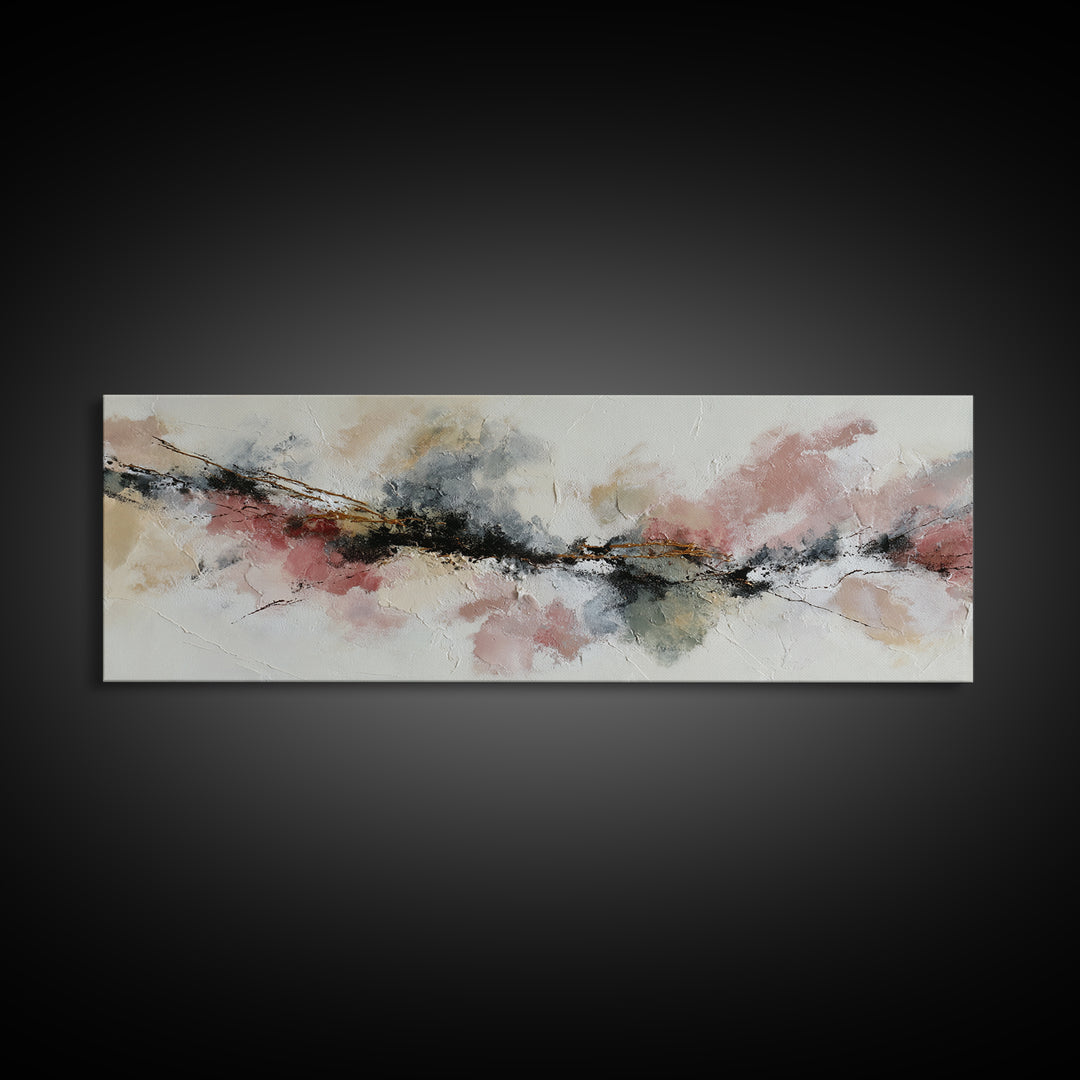 Contemporary Abstract with Layered Pigments and Energetic Canvas Print, Art, Canvas Wall Art, Living Room Decor, ART-3x1-90