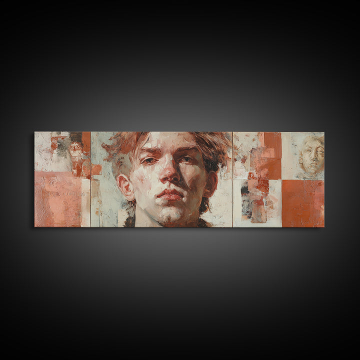Expressive Portrait with Dramatic Light and Textured Canvas Print, Art, Art Print, Living Room Decor, Fine Art, ART-3x1-92