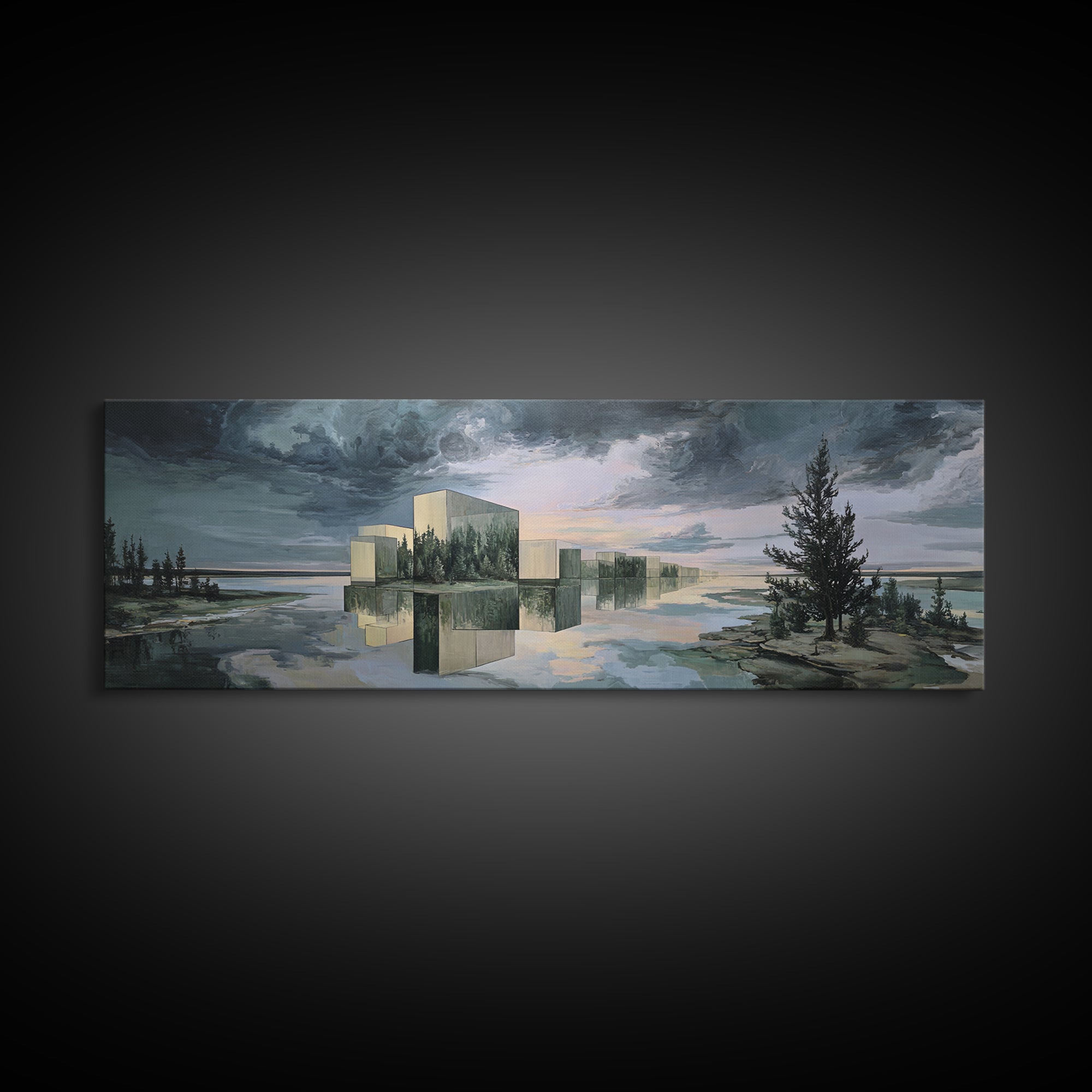 Surreal Dream Landscape Framed Canvas Print, Art, Gallery Decor, Living Room Decor, Oil Painting, Contemporary Art, ART-3x1-99
