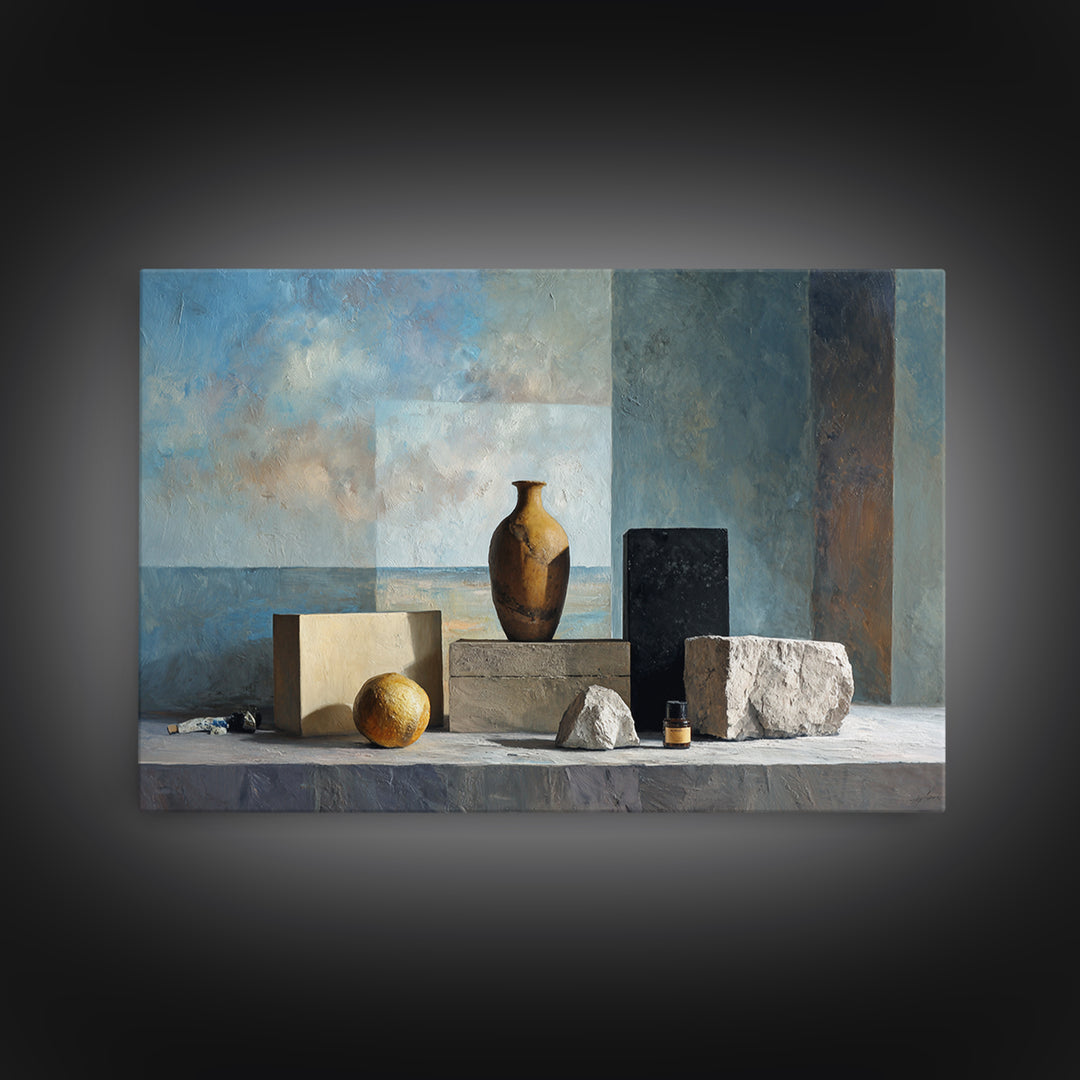 Modern Sculptural Shapes Rendered as Painted Forms Framed Canvas Print, Art, Wall Art Prints, Living Room Decor, Fine Art, ART-3x2-10