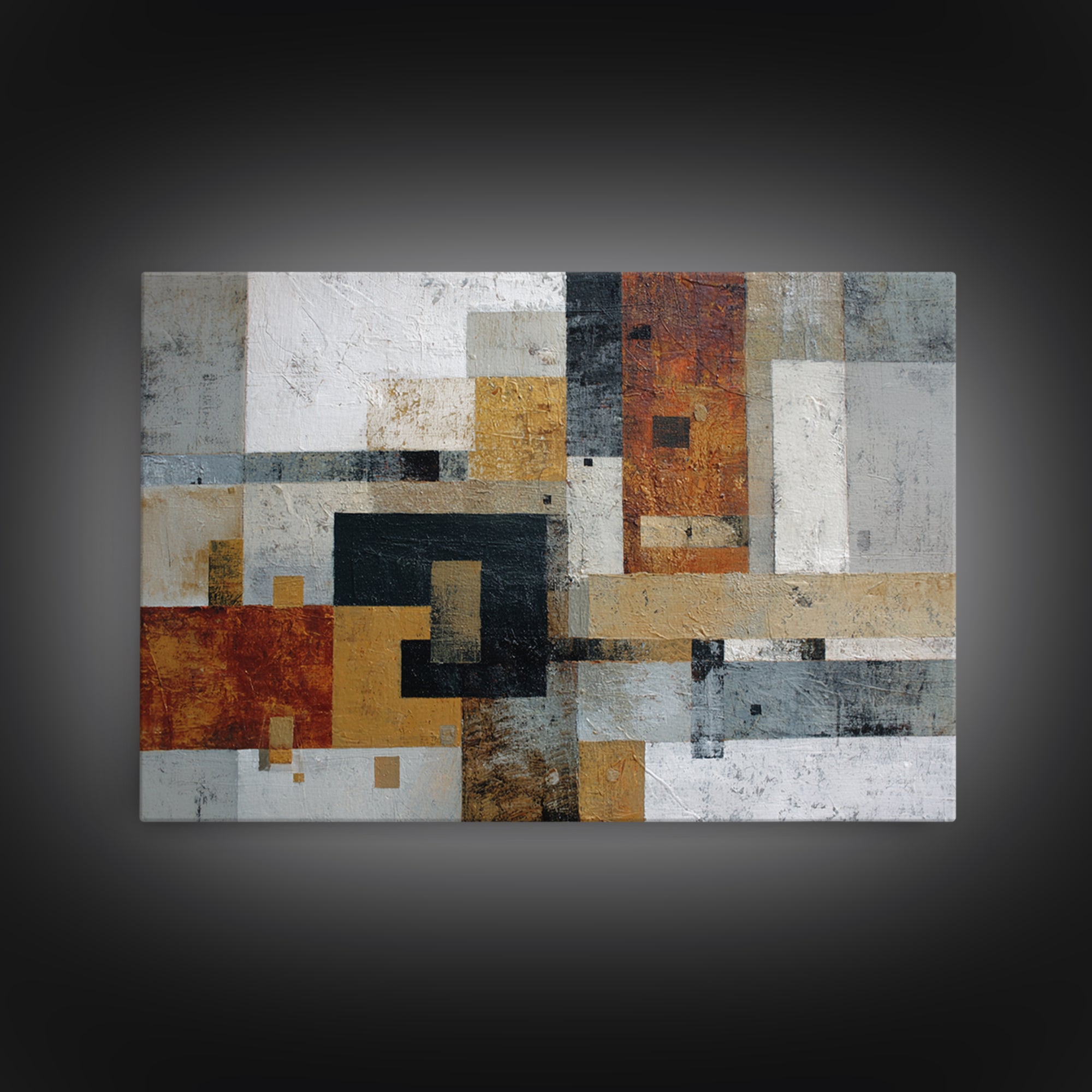Geometric Color Study Framed Canvas Print, Art, Art Commission, Living Room Decor, Abstract Art, Black Art, Framed Art, ART-3x2-13