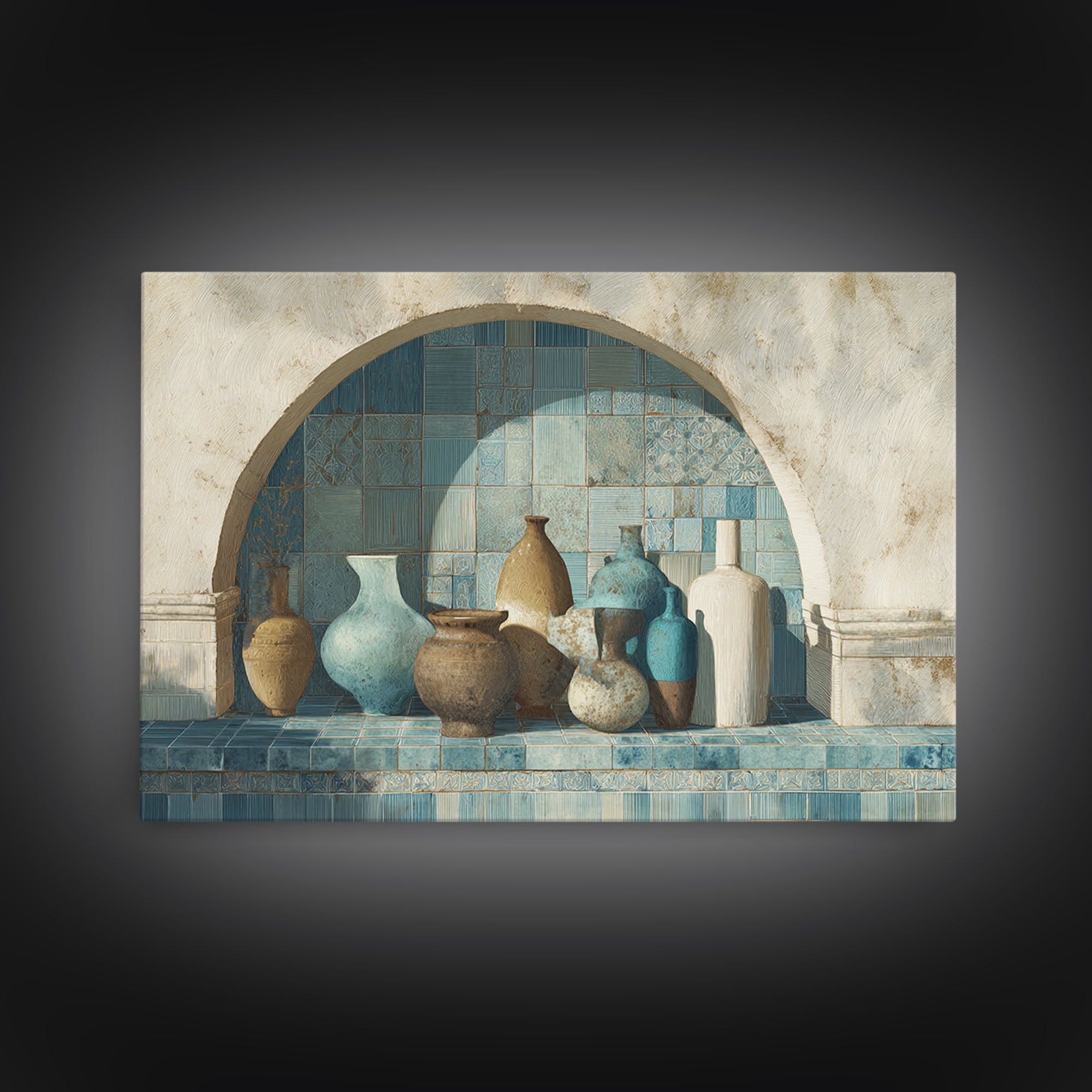 Architectural Archway in Warm Mediterranean Light Canvas Print, Art, Digital Art, Living Room Decor, Watercolor Art, ART-3x2-26