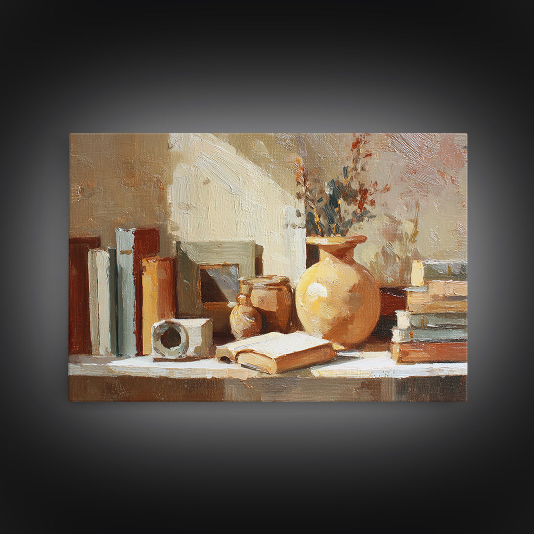 Sunlit Interior Still Life Canvas Print, Art, Art Commission, Living Room Decor, Fine Art, Black Art, Framed Art, ART-3x2-42