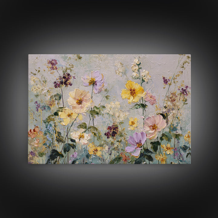Painterly Meadow with Loose Impressionist Flowers Canvas Print, Art, Canvas Art, Living Room Decor, Fine Art, ART-3x2-43