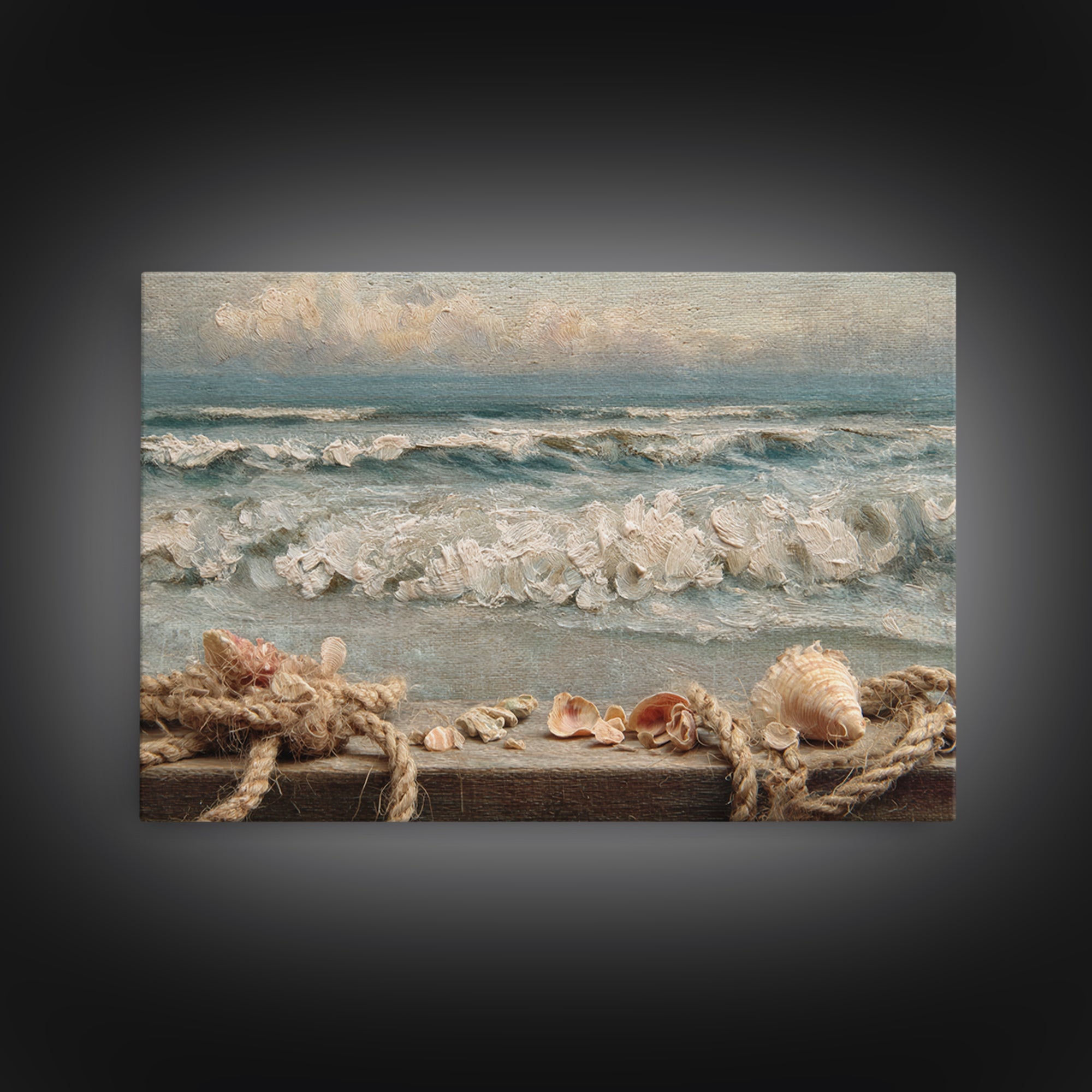 Dramatic Seascape with Foam and Storm Clouds Canvas Print, Art, Metal Wall Art, Living Room Decor, Abstract Art, ART-3x2-52