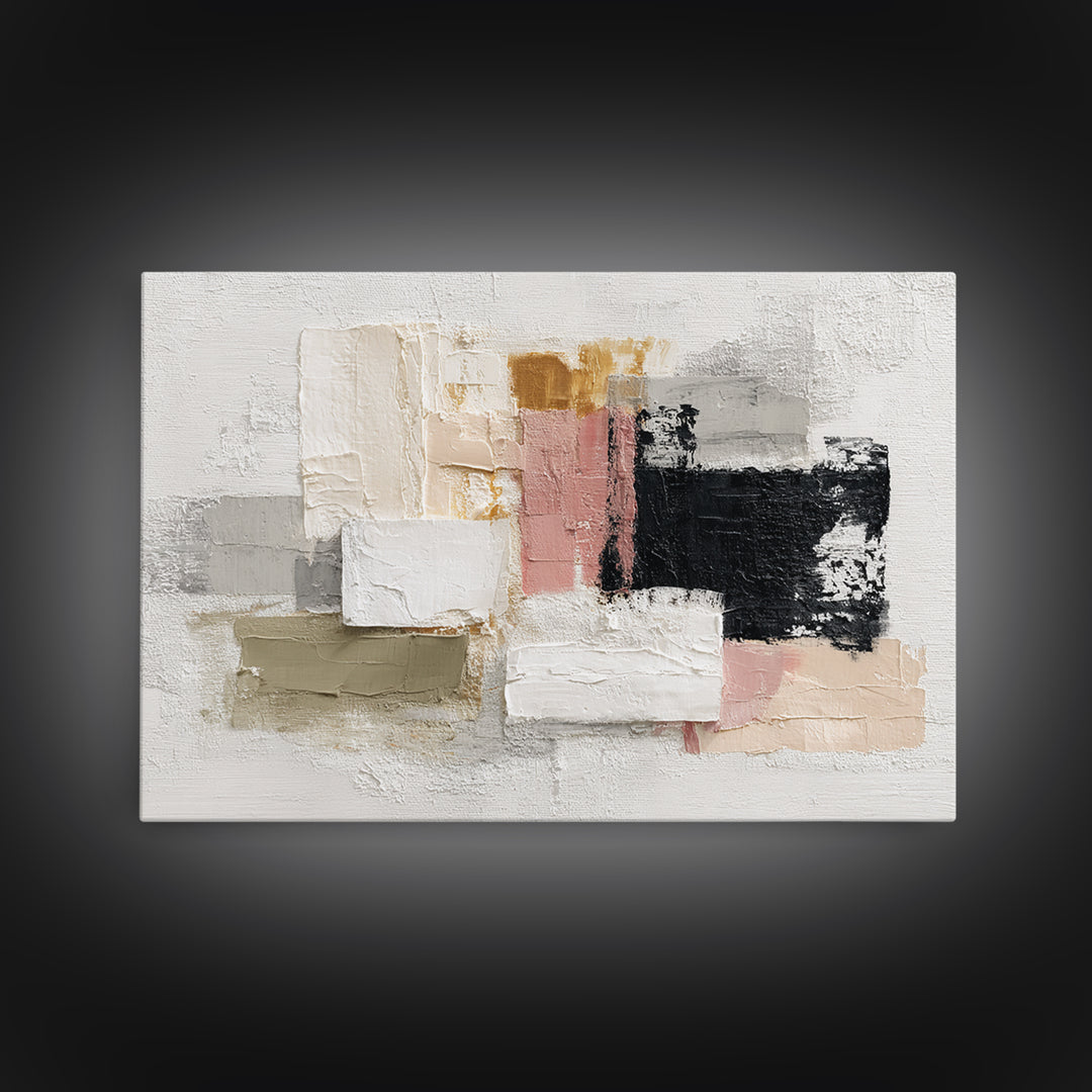Textured Neutral Abstraction Framed Canvas Print, Art, Framed Wall Art, Living Room Decor, Abstract Art, Resin Art, ART-3x2-65