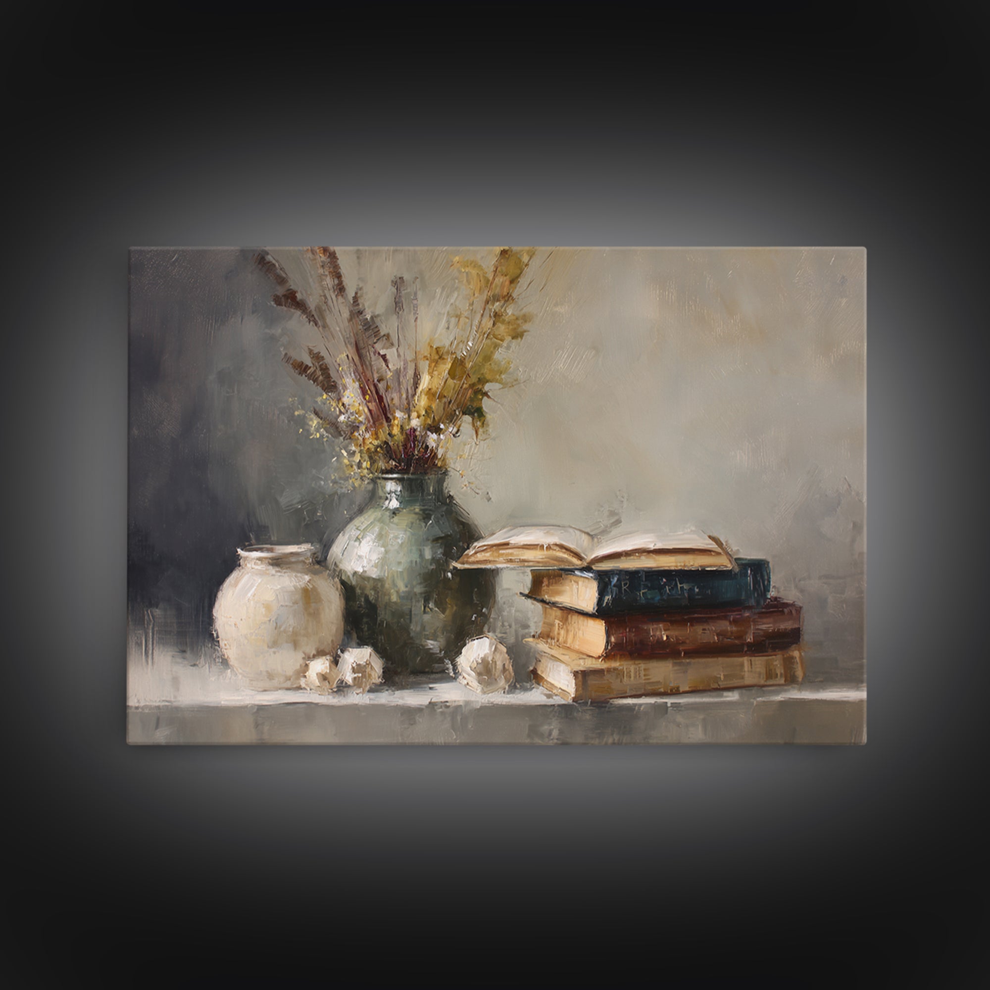 Sunlit Interior Still Life Canvas Print, Art, Art Commission, Living Room Decor, Fine Art, Black Art, Framed Art, ART-3x2-66