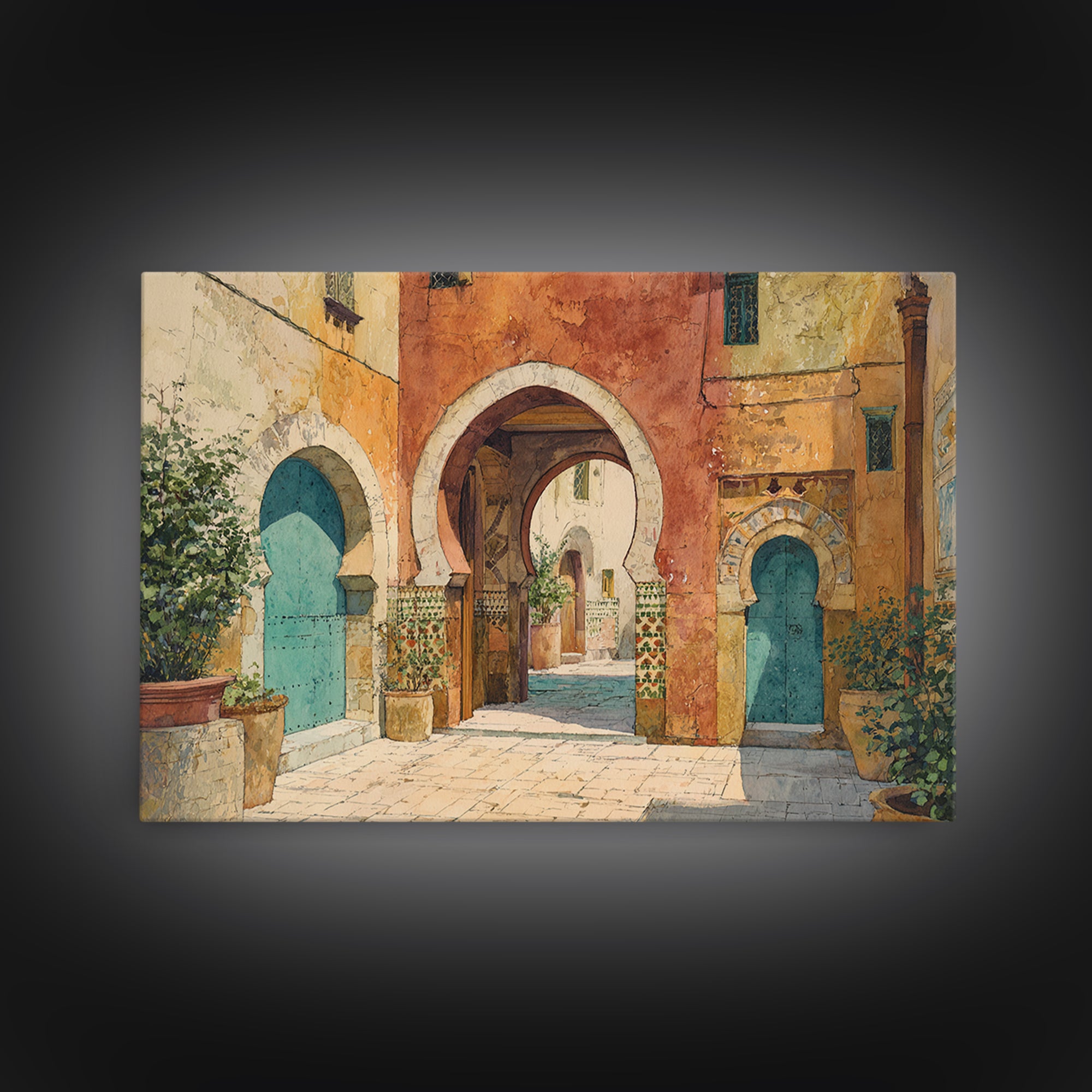 Architectural Archway in Warm Mediterranean Light Canvas Print, Art, Canvas Wall Art, Living Room Decor, Fine Art, ART-3x2-98