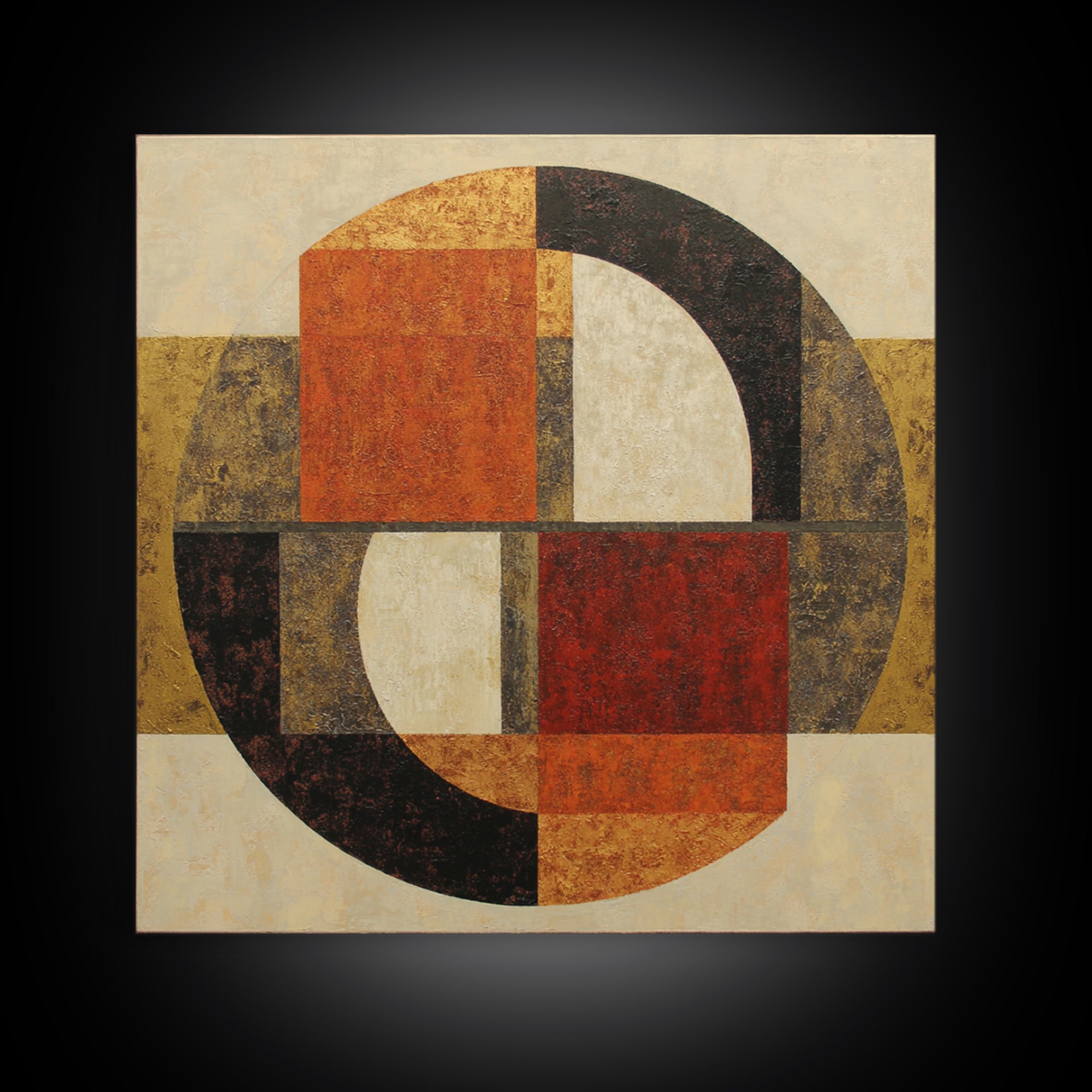 Bold Mid Century Geometric Forms Framed Canvas Print, Above Sofa Art, Textured Wall Art, Living Room Decor, Fine Art, Statement, ASA-1x1-28