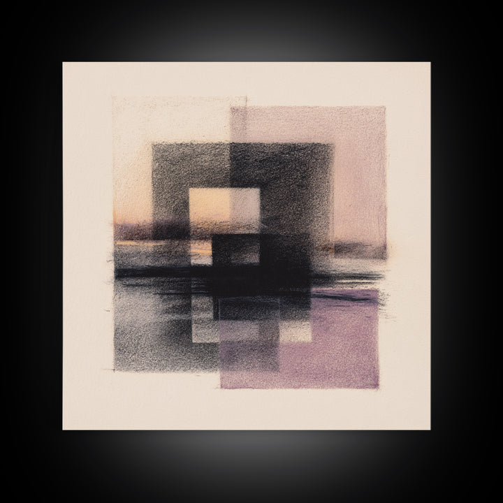 Minimal Black Ink Composition Framed Canvas Print, Above Sofa Art, Gallery Decor, Living Room Decor, Fine Art, Statement, ASA-1x1-32