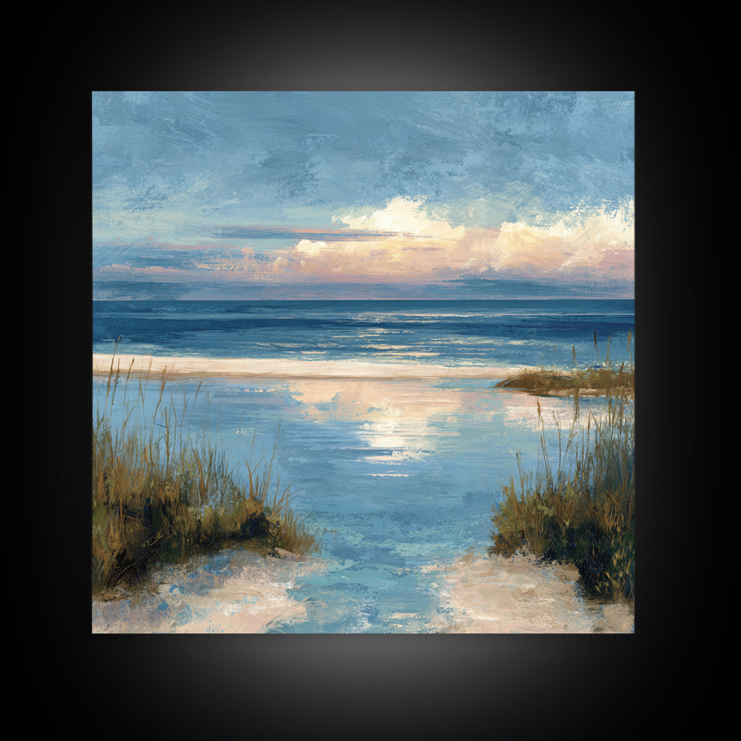 Moody Seascape at Twilight Canvas Print, Above Sofa Art, Living Room Decor, Watercolor Art, Statement 036, Set of Prints, ASA-1x1-36