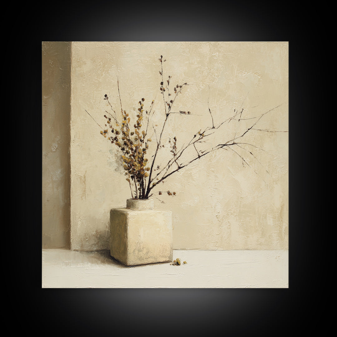 Large Neutral Still Life Framed Canvas Print, Above Sofa Art, Coastal Wall Art, Living Room Decor, Fine Art, Statement, ASA-1x1-38