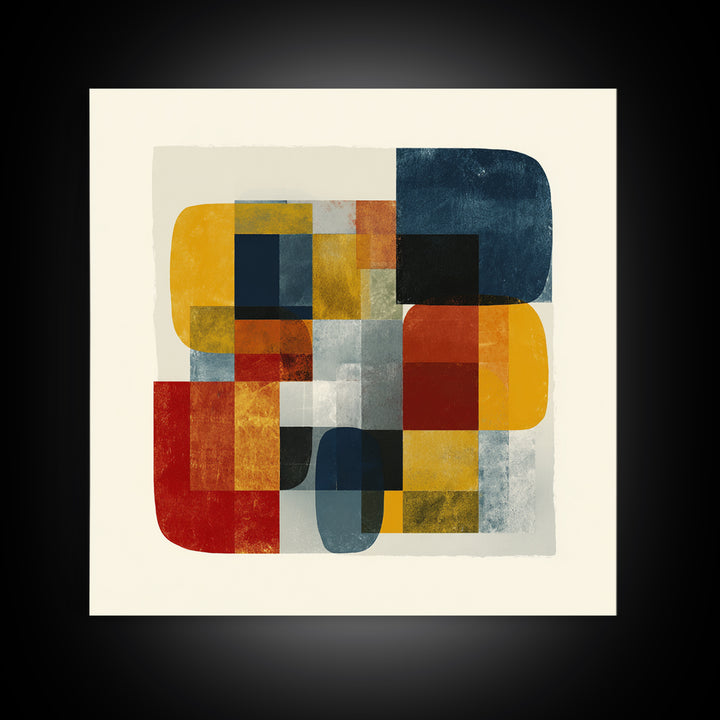 Bold Mid Century Geometric Forms Canvas Print, Above Sofa Art, Home Decor, Living Room Decor, Abstract Art, Statement, ASA-1x1-4