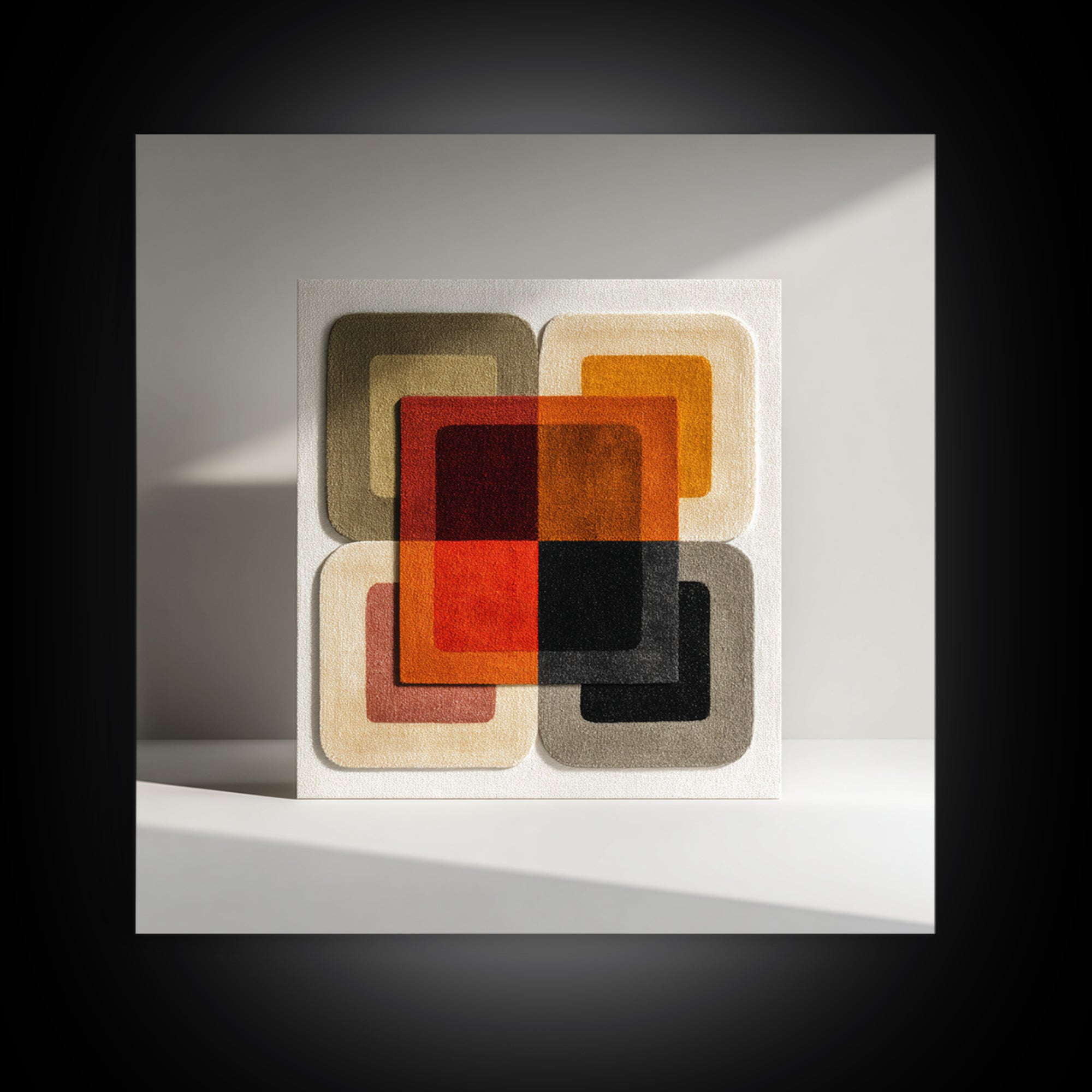 Bold Mid Century Geometric Forms Framed Canvas Print, Above Sofa Art, Living Room Wall Art, Living Room Decor, Abstract Art, ASA-1x1-52