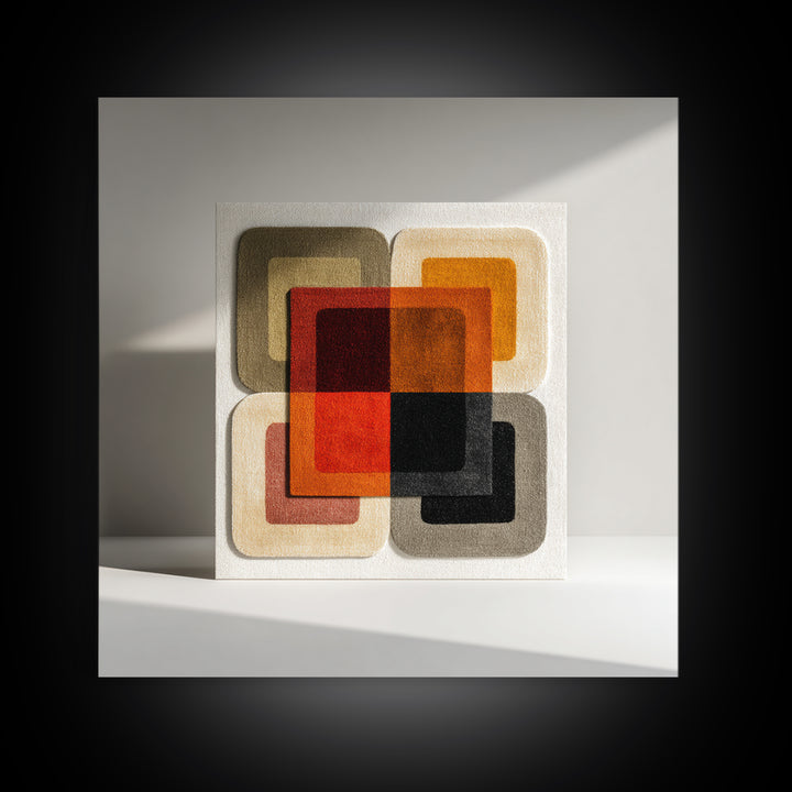 Bold Mid Century Geometric Forms Framed Canvas Print, Above Sofa Art, Living Room Wall Art, Living Room Decor, Abstract Art, ASA-1x1-52