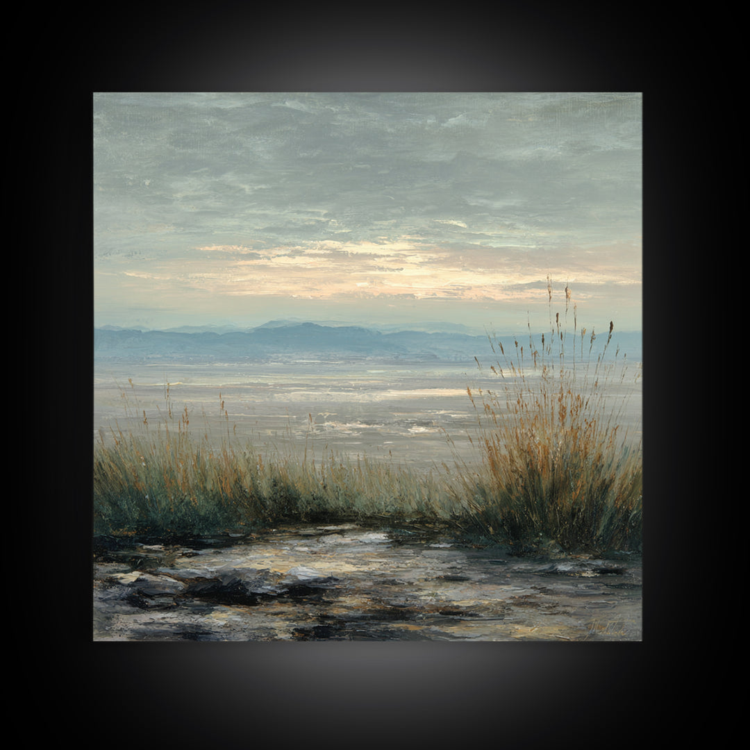 Dramatic Cloudscape over a Distant Valley Canvas Print, Above Sofa Art, Bauhaus Print, Living Room Decor, Statement, ASA-1x1-53