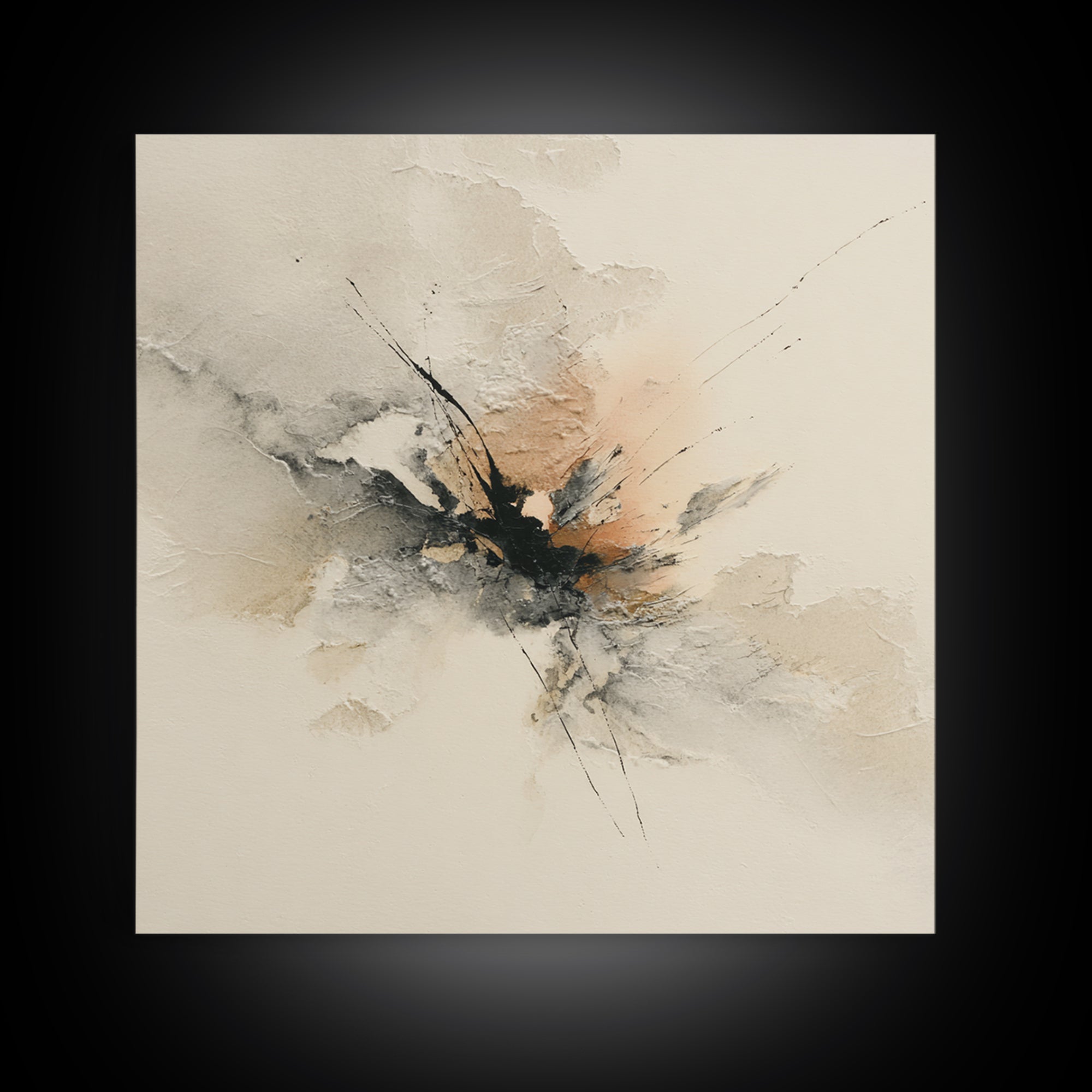Minimal Black Ink Composition Framed Canvas Print, Above Sofa Art, Living Room Decor, Fine Art, Statement 056, Set of Prints, ASA-1x1-56