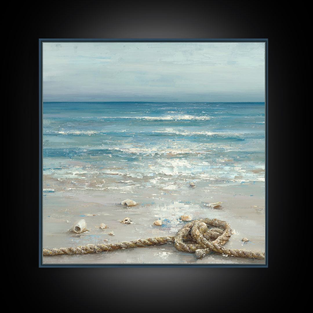 Moody Seascape at Twilight Canvas Print, Above Sofa Art, 3 Piece Wall Art, Living Room Decor, Statement, Neutral Decor, ASA-1x1-60