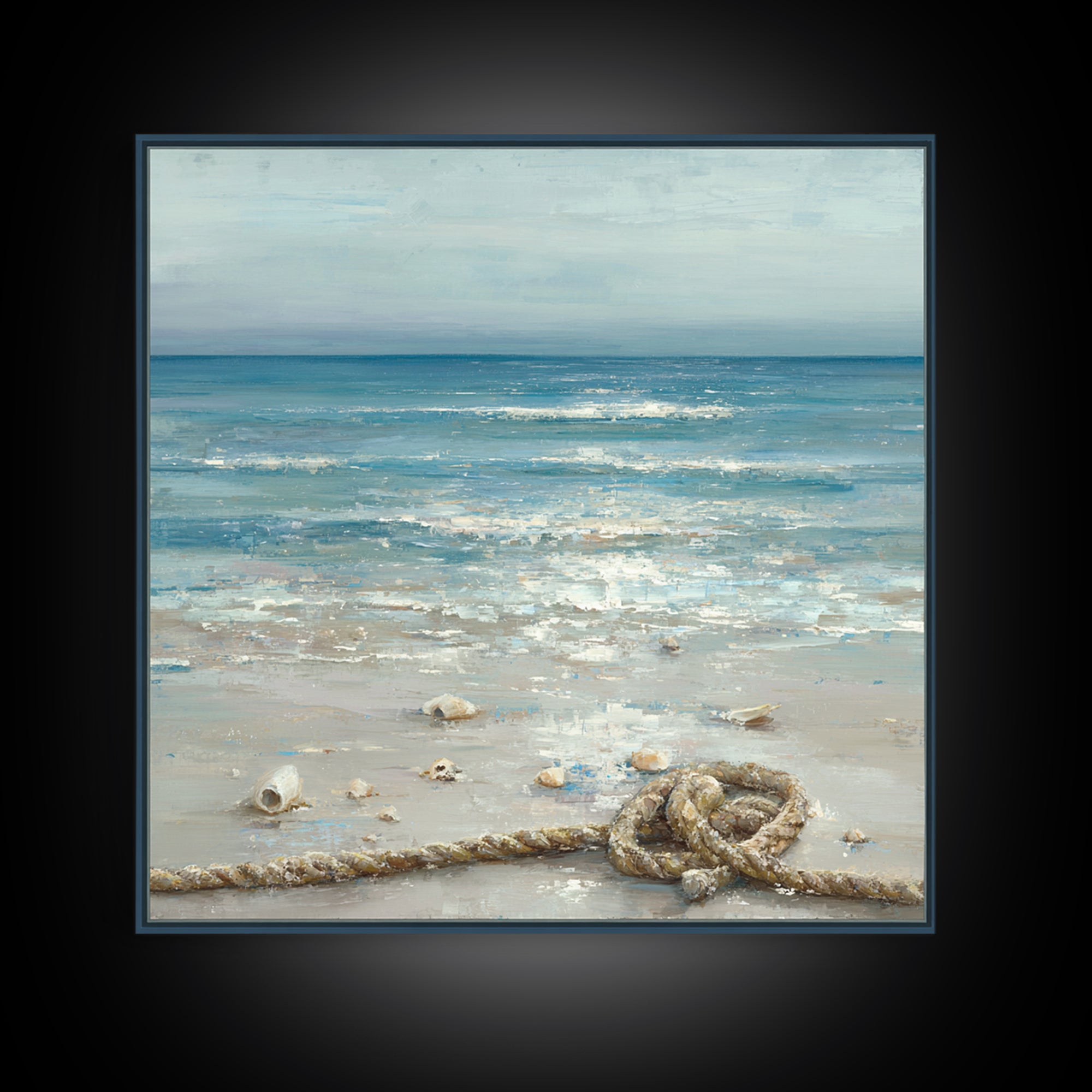 Moody Seascape at Twilight Canvas Print, Above Sofa Art, 3 Piece Wall Art, Living Room Decor, Statement, Neutral Decor, ASA-1x1-60
