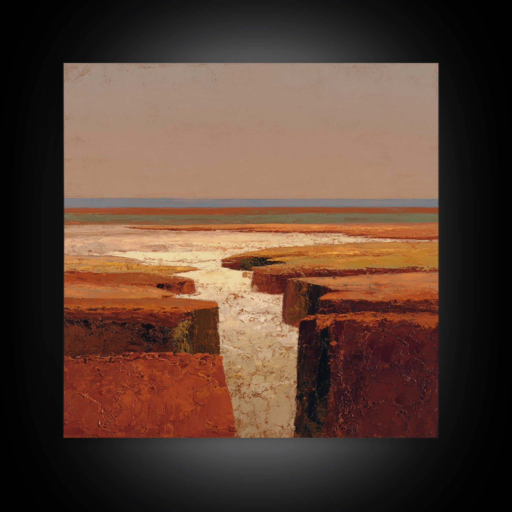 Abstract Canyon Landscape Framed Canvas Print, Above Sofa Art, Living Room Decor, Oil Painting, Statement 007, Set of Prints, ASA-1x1-7