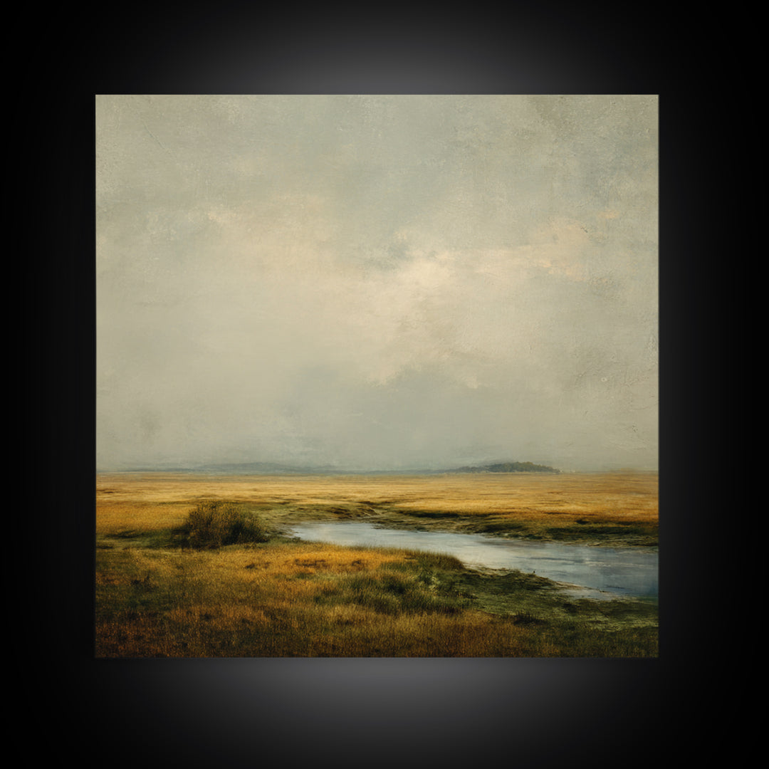Gallery Style Landscape with Expansive Negative Space Canvas Print, Above Sofa Art, Japandi Wall Art, Living Room Decor, ASA-1x1-72