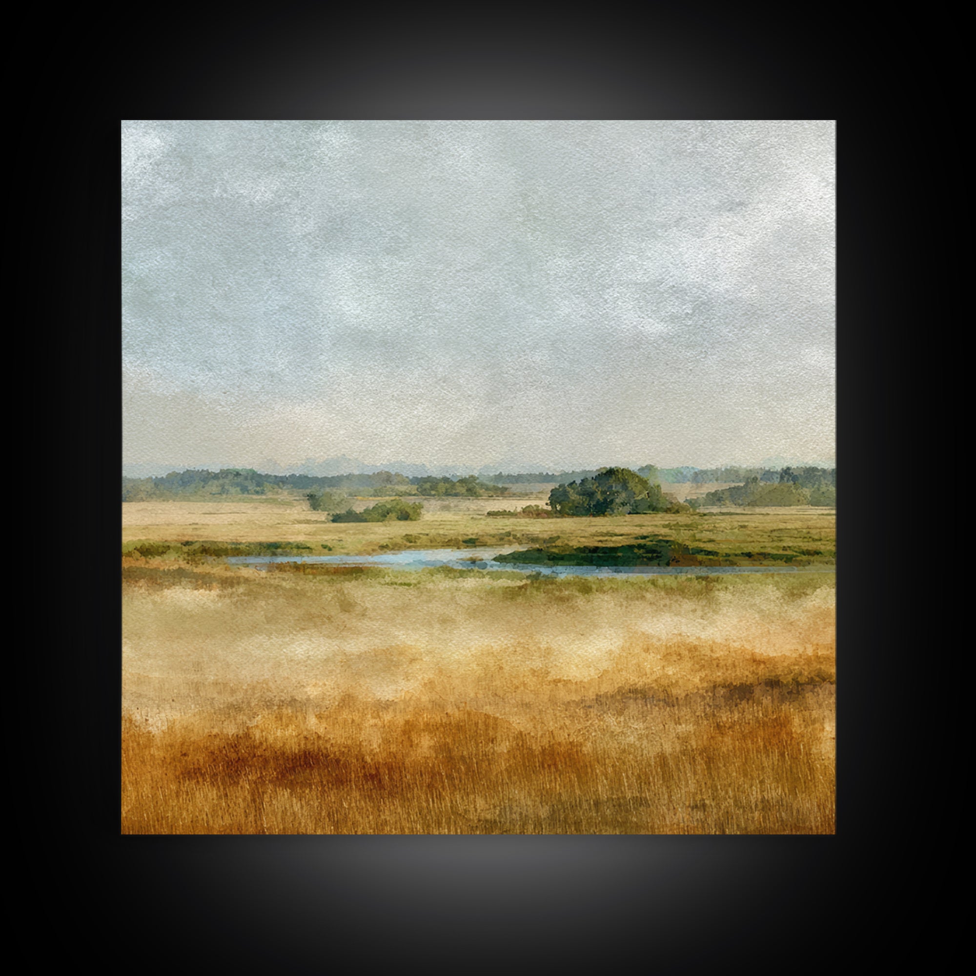 Wide Olive and Beige Meadow Panorama Canvas Print, Above Sofa Art, Bauhaus Print, Living Room Decor, Fine Art, Statement, ASA-1x1-82
