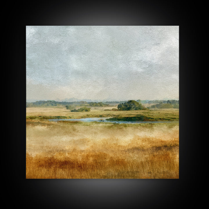 Wide Olive and Beige Meadow Panorama Canvas Print, Above Sofa Art, Bauhaus Print, Living Room Decor, Fine Art, Statement, ASA-1x1-82