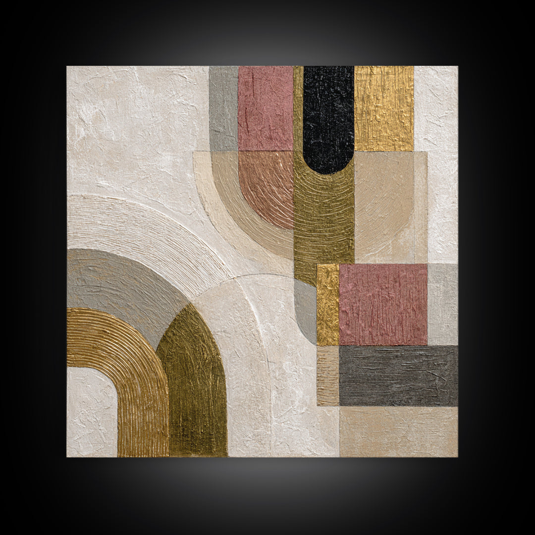 Textured Plaster Abstract Framed Canvas Print, Above Sofa Art, Neutral Decor, Living Room Decor, Fine Art, Statement, ASA-1x1-83