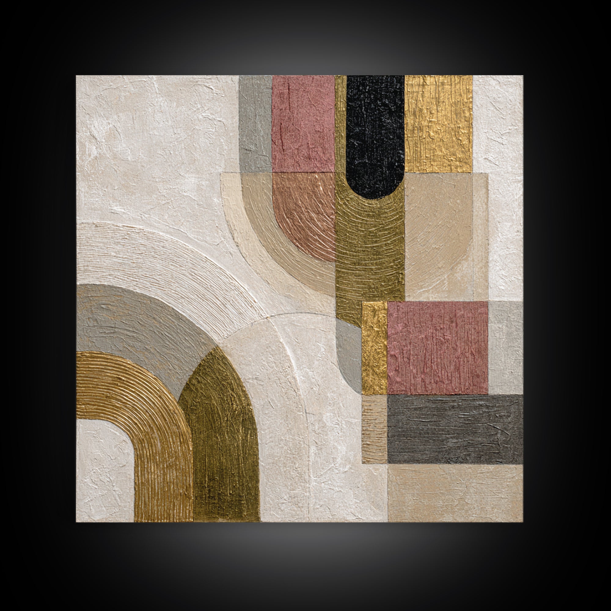 Textured Plaster Abstract Framed Canvas Print, Above Sofa Art, Neutral Decor, Living Room Decor, Fine Art, Statement, ASA-1x1-83