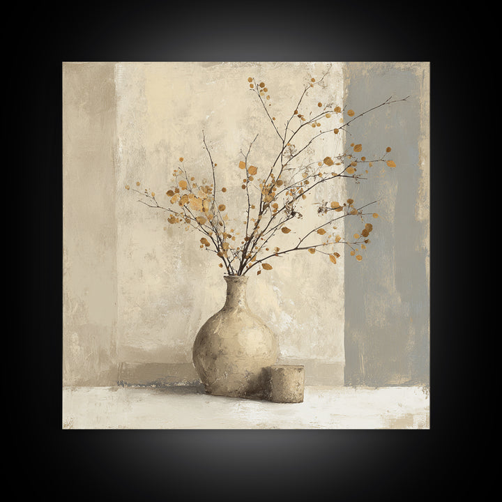 Large Neutral Still Life Canvas Print, Above Sofa Art, Minimalist Wall Art, Living Room Decor, Oil Painting, Statement, ASA-1x1-86