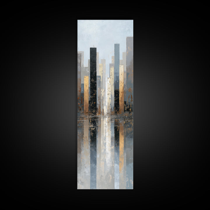 Quiet City Skyline Reduced to Elegant Shapes Canvas Print, Above Sofa Art, Wall Art Print, Living Room Decor, Abstract Art, ASA-1x3-10