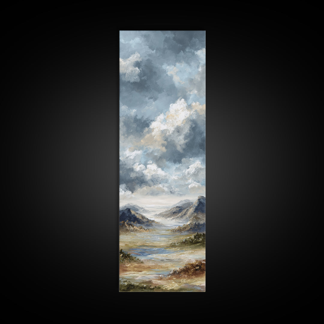 Dramatic Cloudscape over a Distant Valley Canvas Print, Above Sofa Art, Modern Decor, Living Room Decor, Fine Art, Statement, ASA-1x3-17