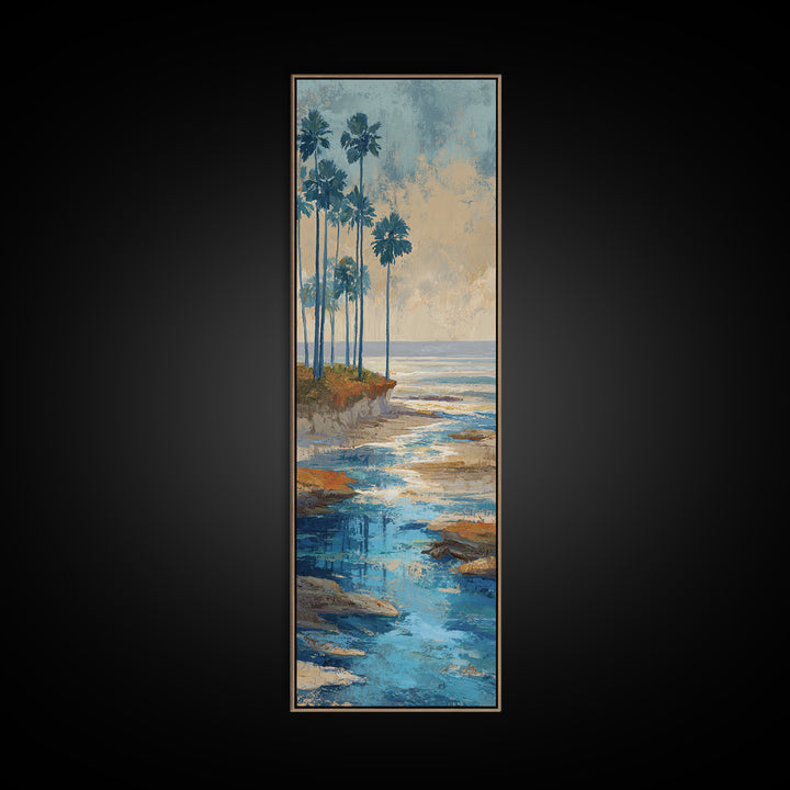 Moody Seascape at Twilight Framed Canvas Print, Above Sofa Art, Gallery Decor, Living Room Decor, Fine Art, Statement, ASA-1x3-24