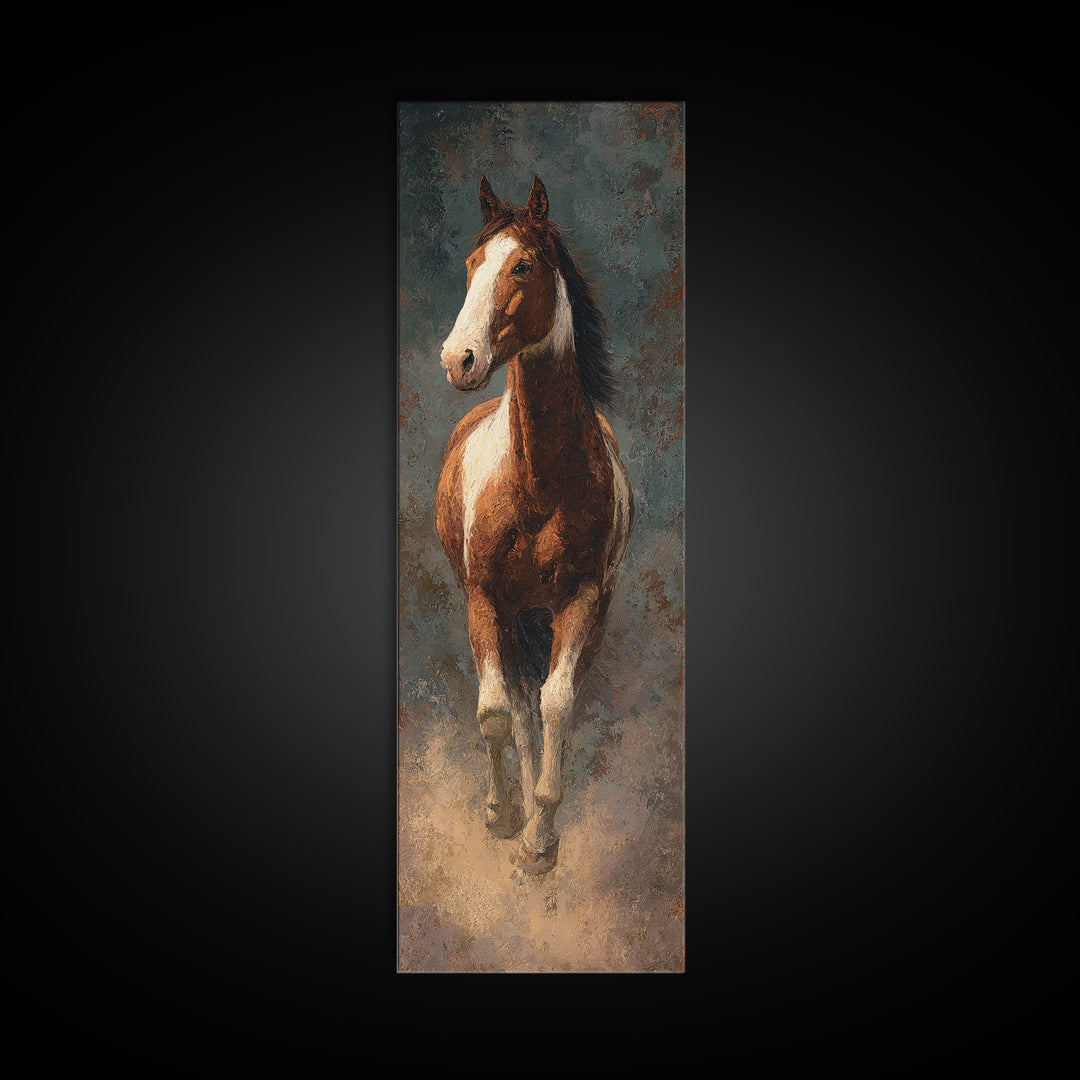 Statement Horse Silhouette Canvas Print, Above Sofa Art, Textured Painting, Living Room Decor, Statement, Abstract Wall Art, ASA-1x3-25
