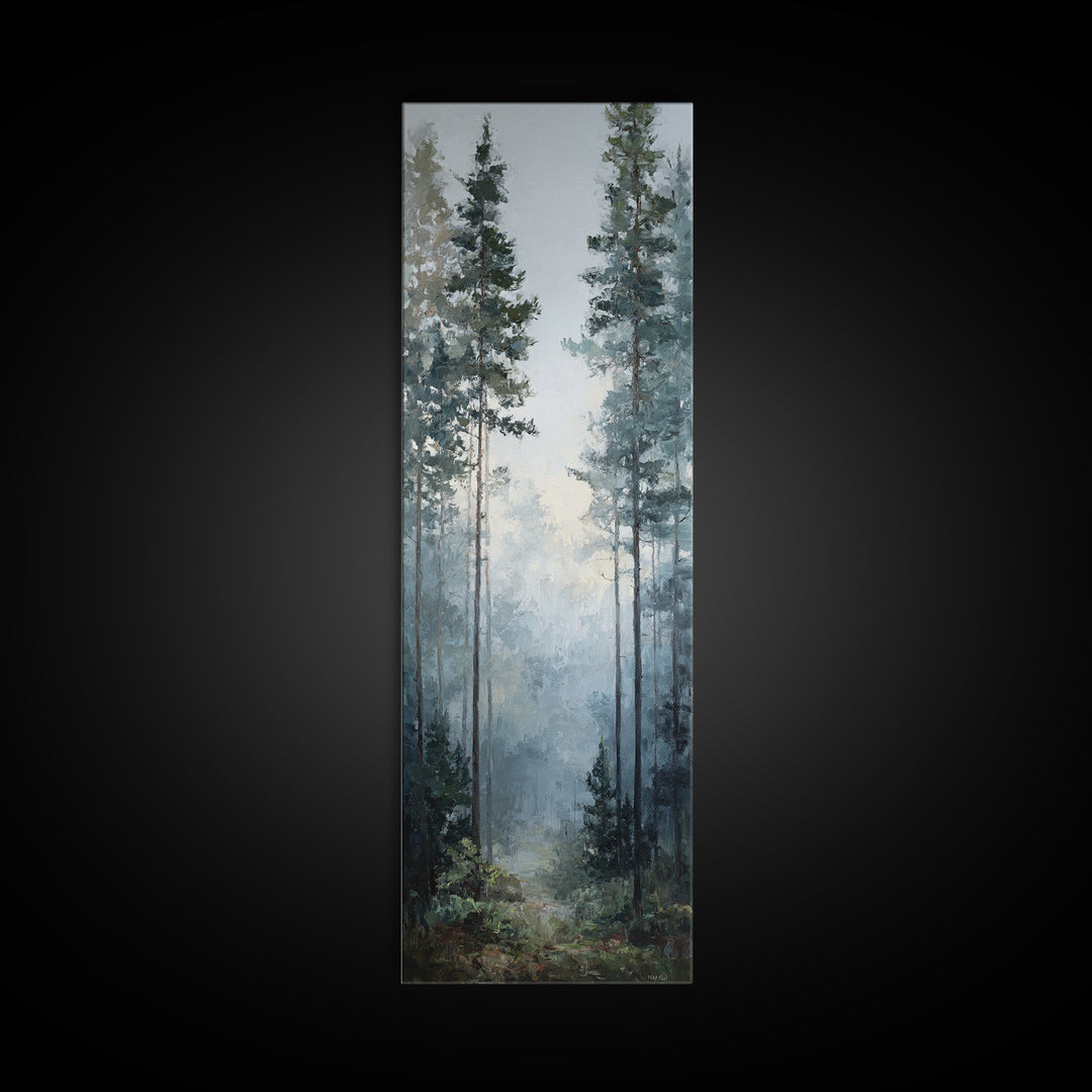 Modern Scandinavian Forest Framed Canvas Print, Above Sofa Art, Neutral Decor, Living Room Decor, Fine Art, Statement, ASA-1x3-3