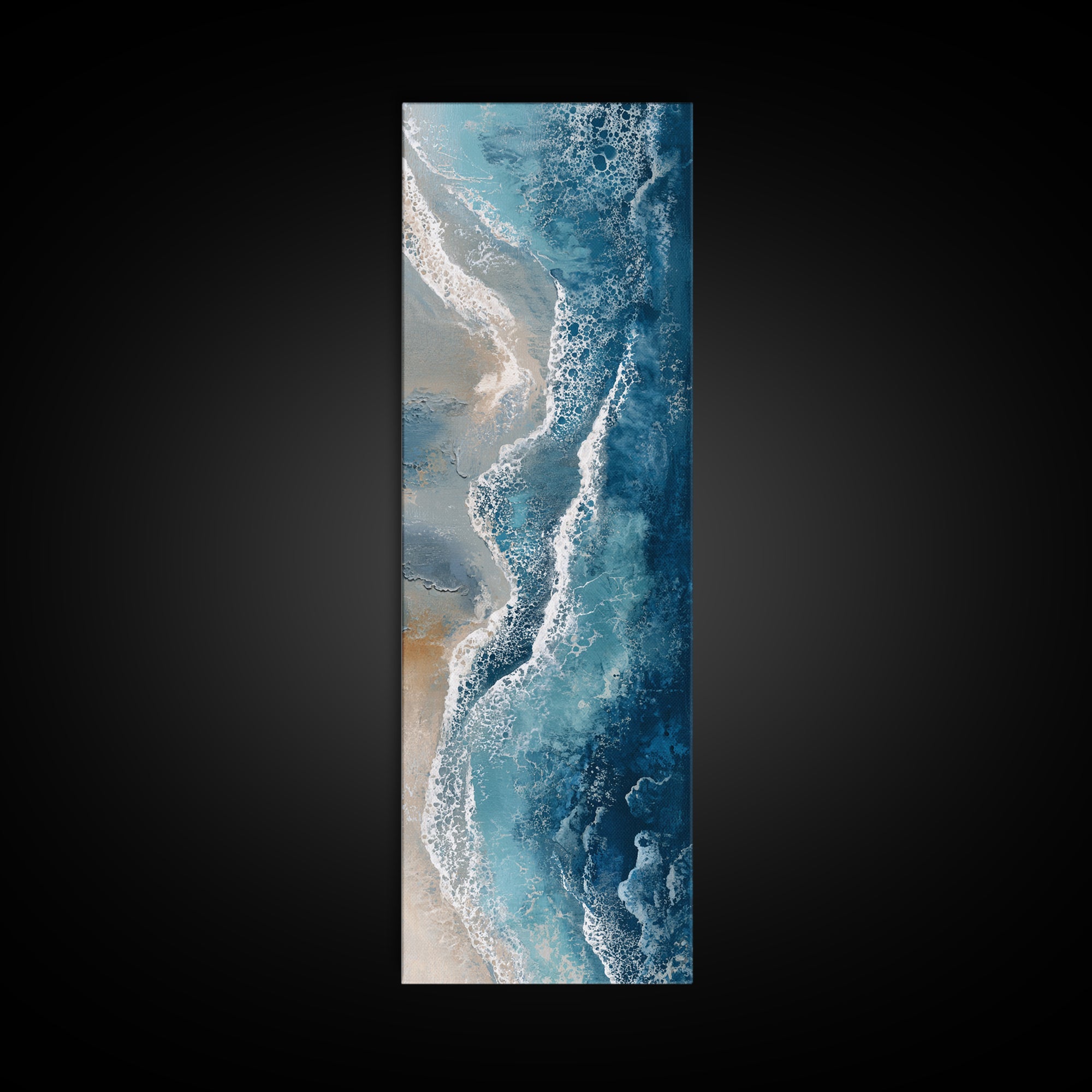 Panoramic Coastal Shoreline from an Aerial View Canvas Print, Above Sofa Art, Textured Painting, Living Room Decor, Statement, ASA-1x3-39